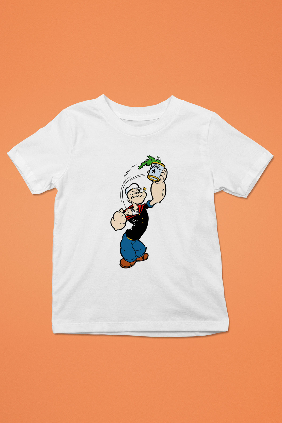 Popeye Baskılı Beyaz Unisex Çocuk Tişört
