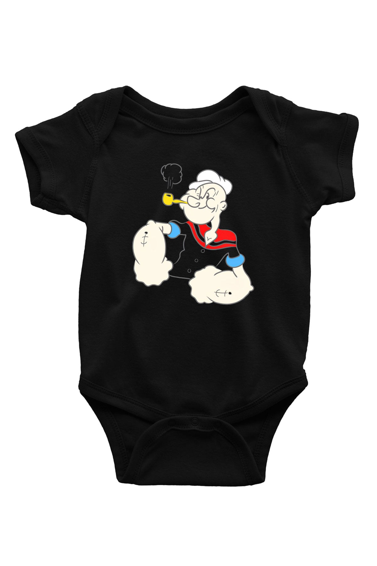 Popeye Baskılı Siyah Bebek Body - Zıbın