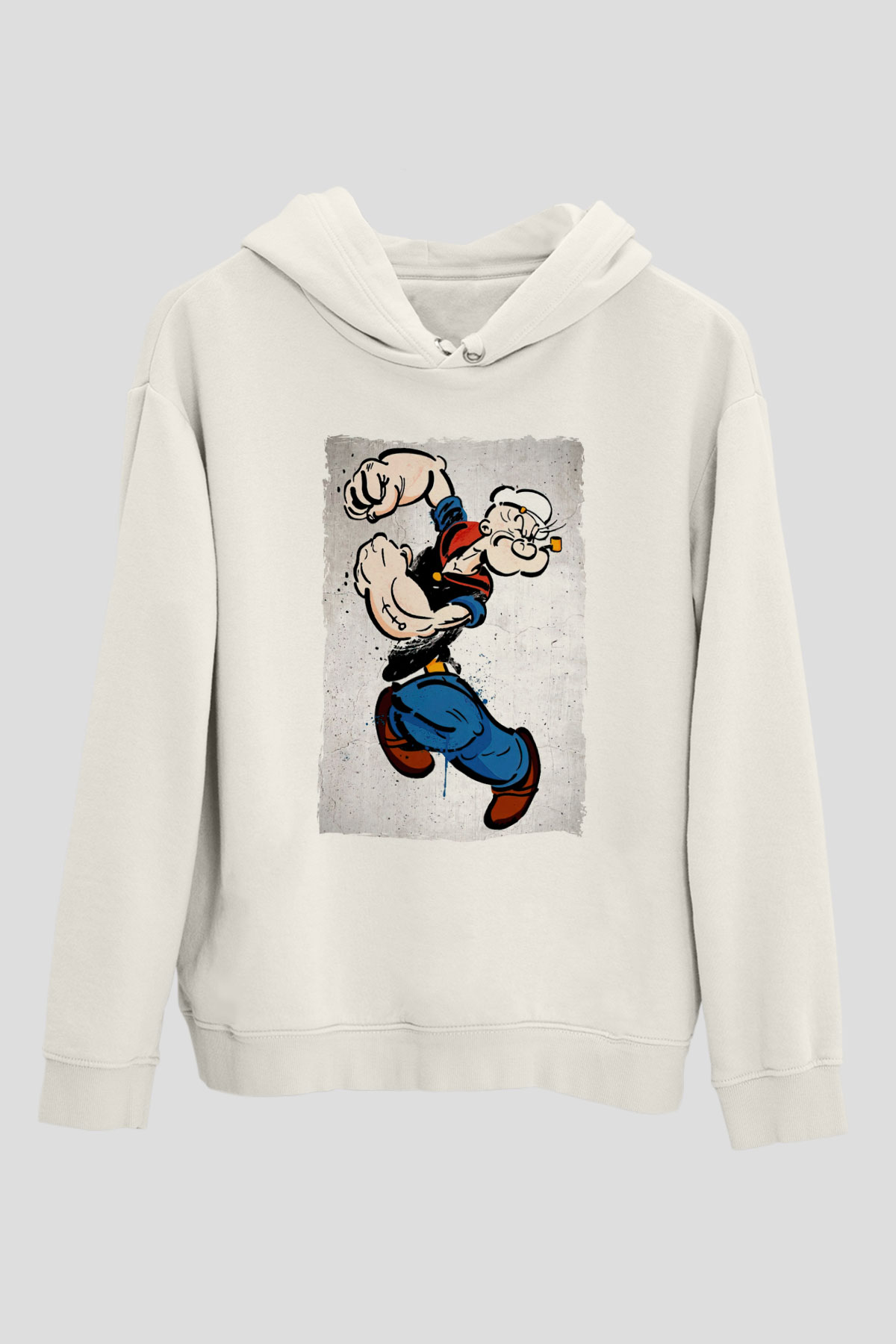 Popeye Beyaz Unisex Hoodie
