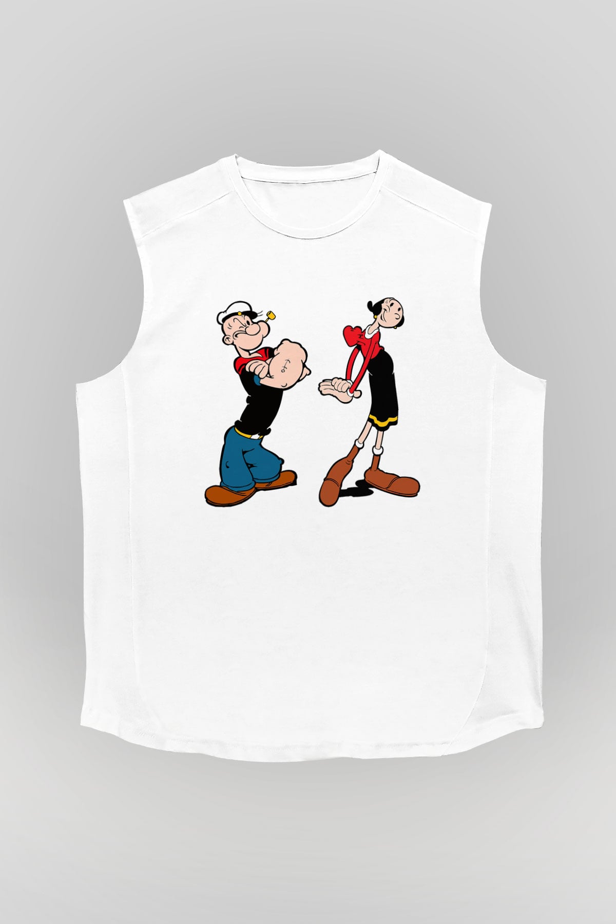 Popeye Beyaz Unisex Kolsuz Tişört