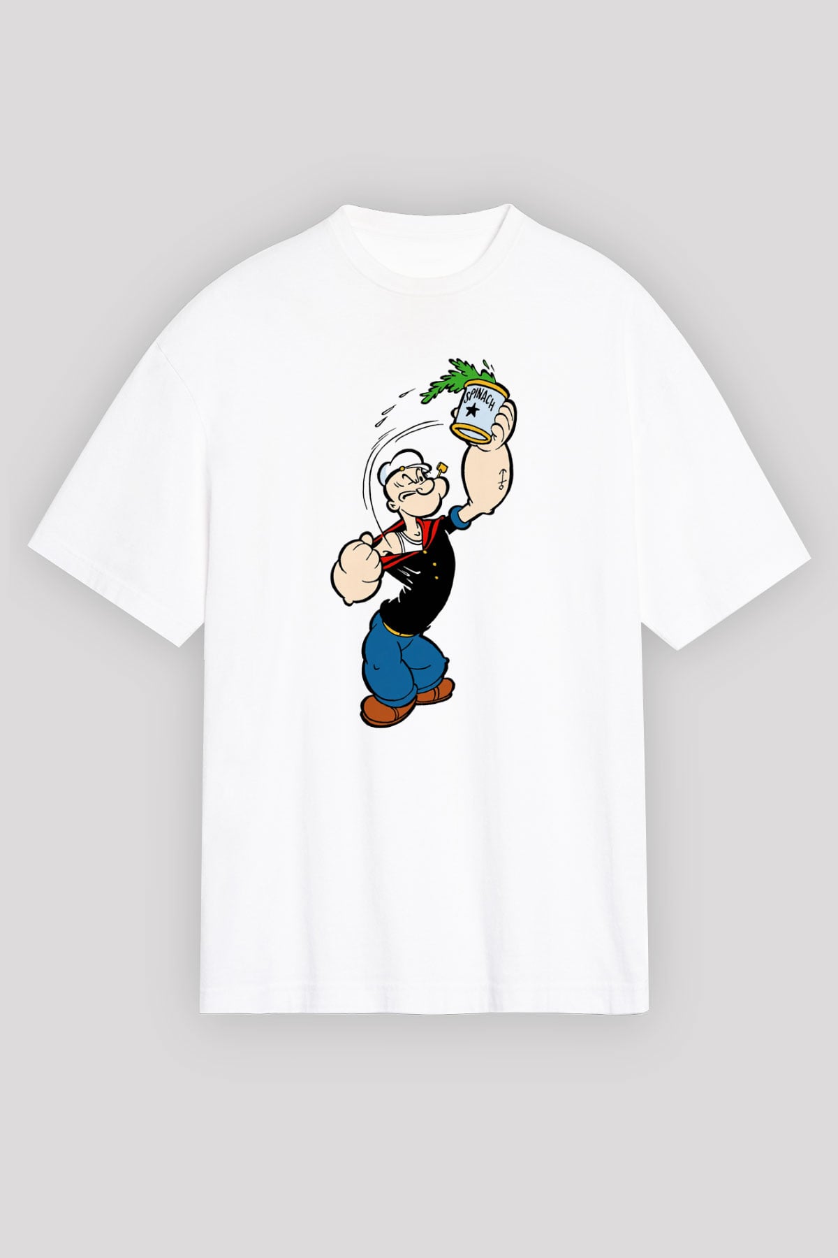 Popeye Beyaz Unisex Oversize Tişört