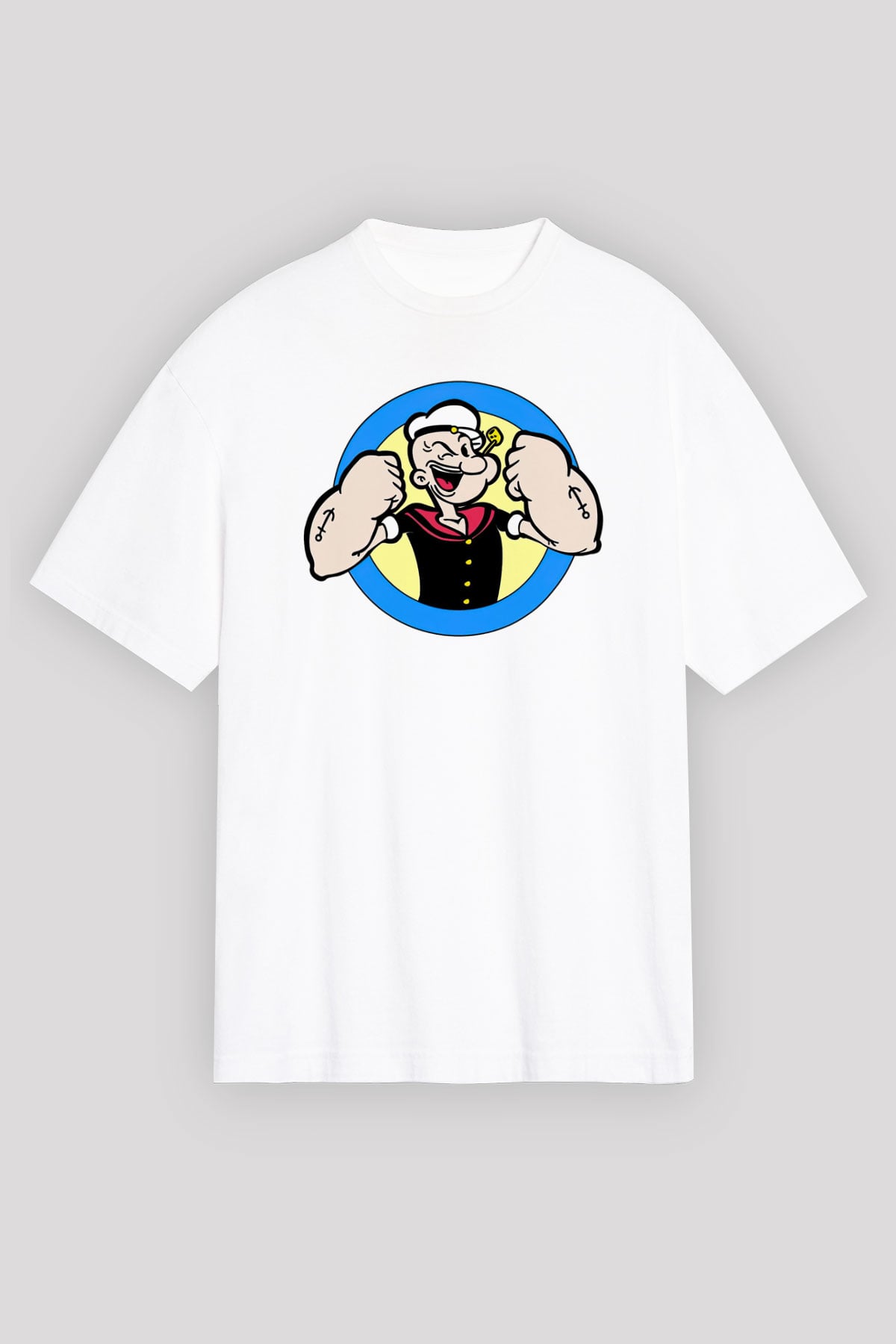 Popeye Beyaz Unisex Oversize Tişört T-Shirt