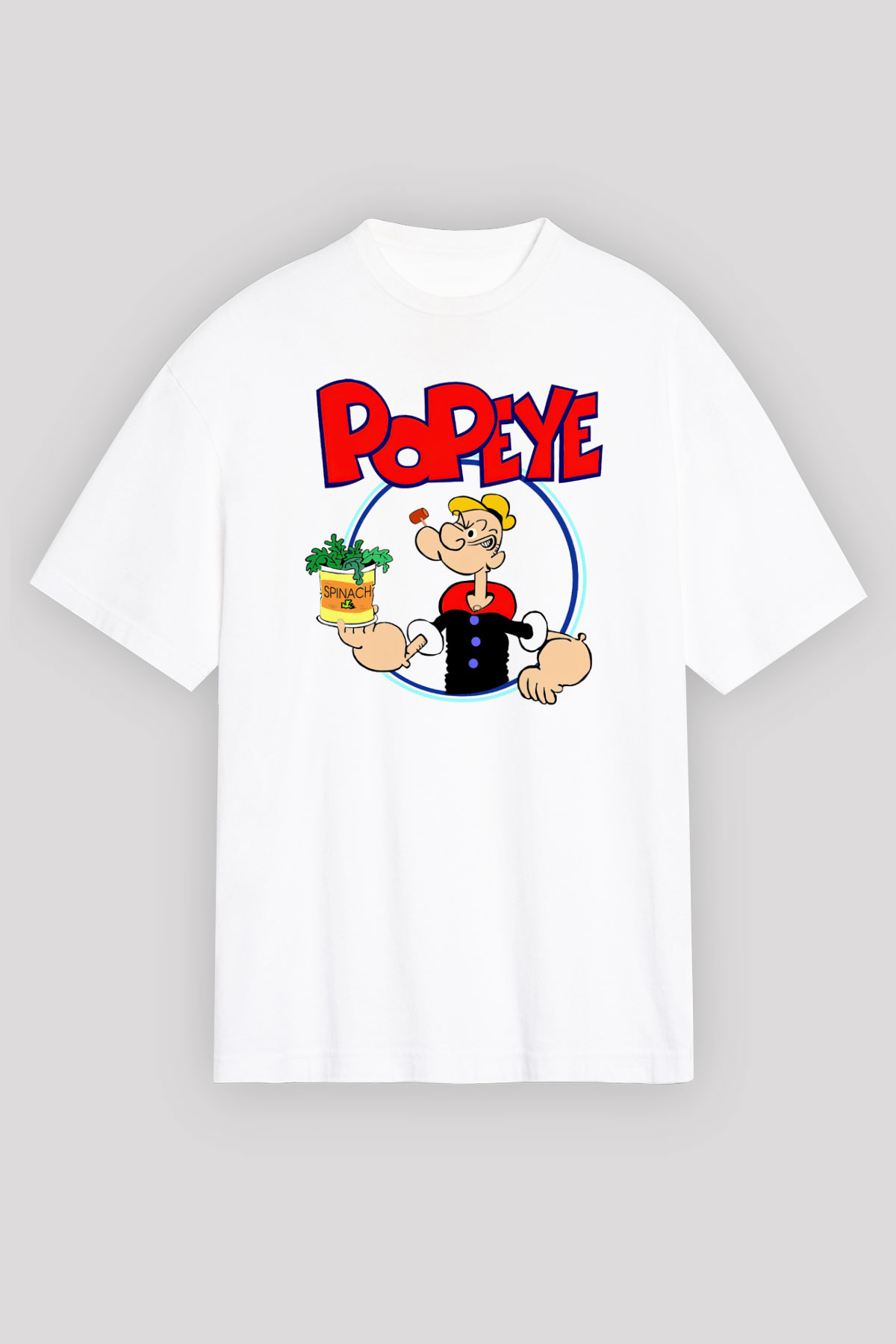Popeye Beyaz Unisex Oversize Tişört T-Shirt