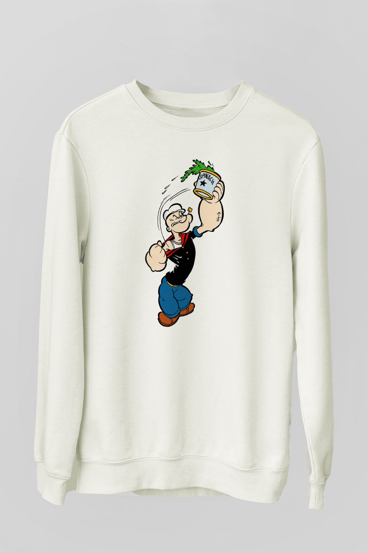Popeye Beyaz Unisex Sweatshirt