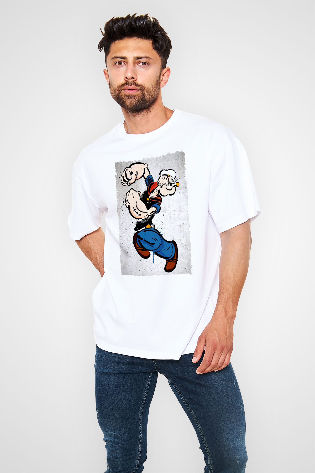 Popeye Beyaz Unisex Tişört