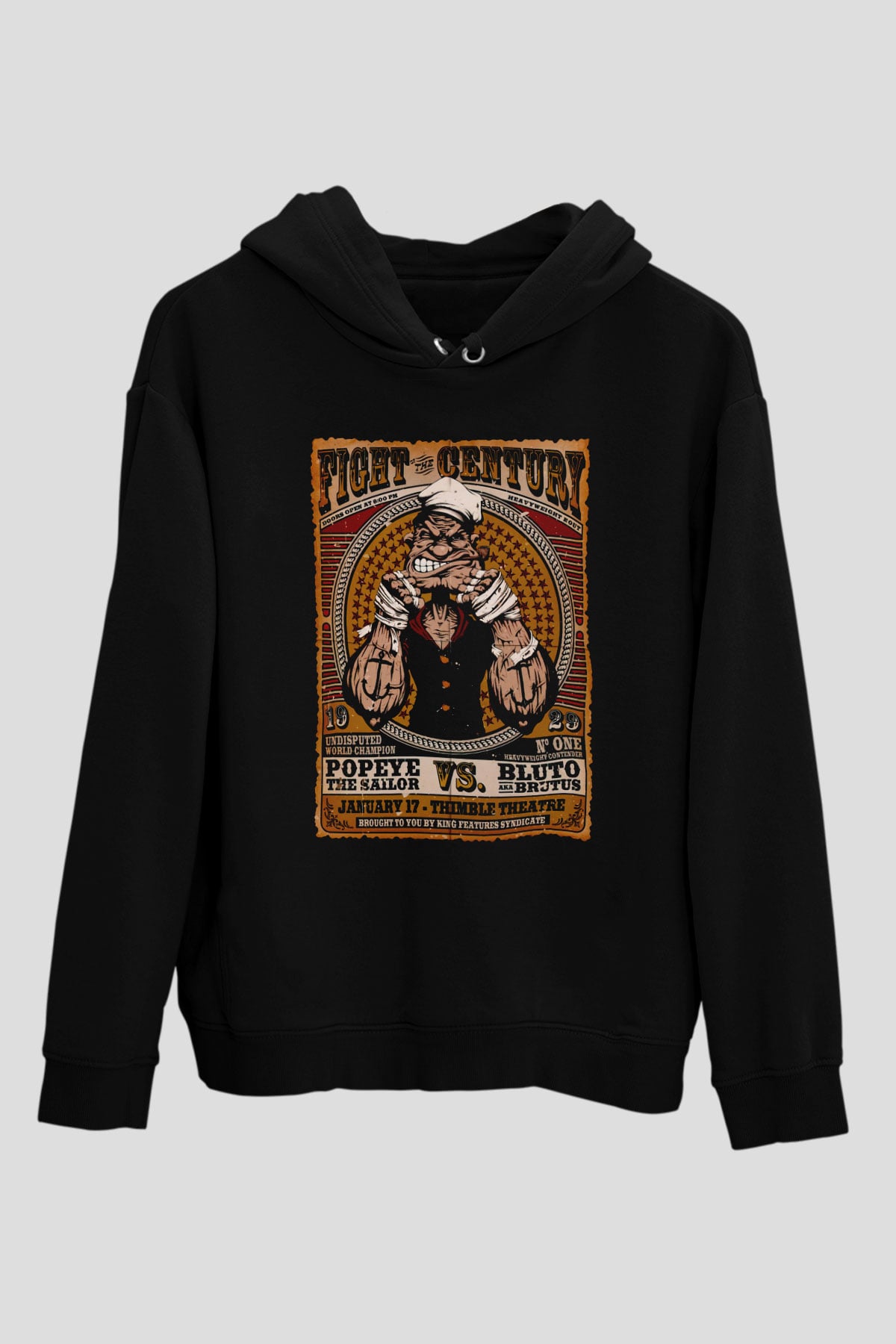 Popeye Siyah Unisex Hoodie