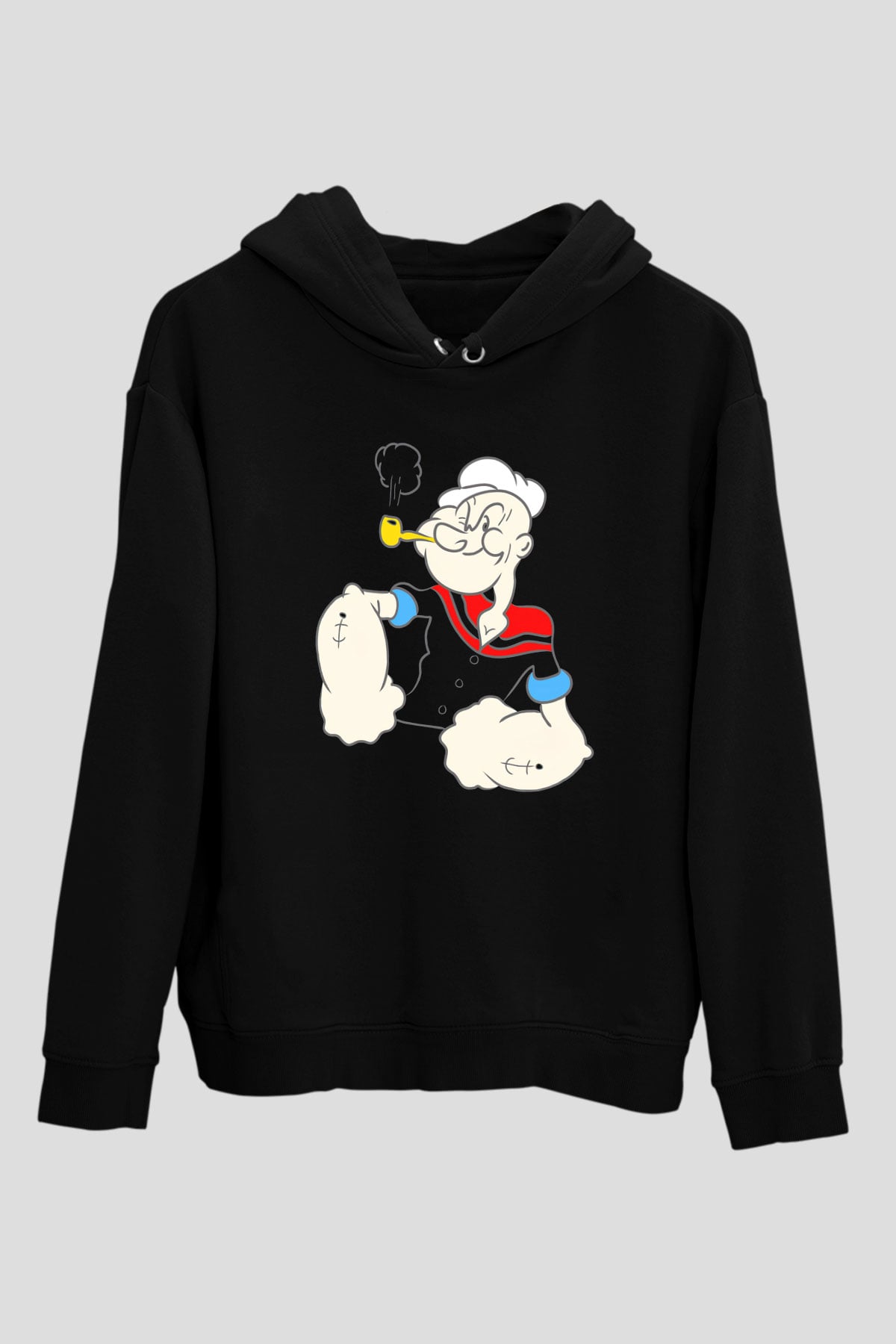 Popeye Siyah Unisex Kapüşonlu Sweatshirt