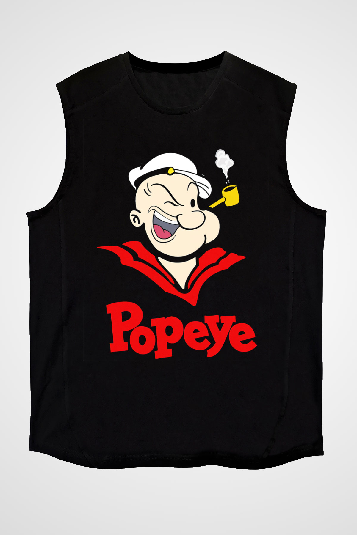 Popeye Siyah Unisex  Kolsuz Tişört