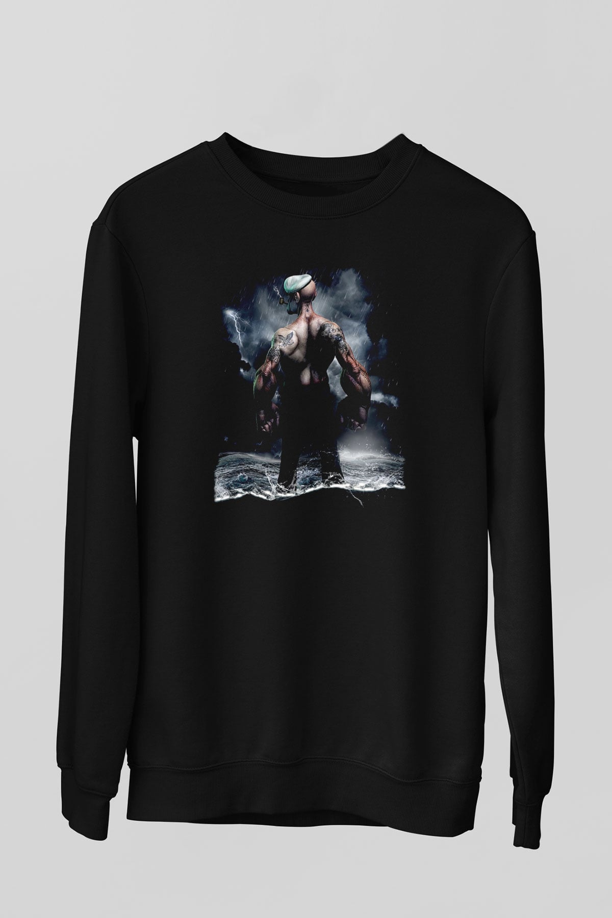 Popeye Siyah Unisex Sweatshirt