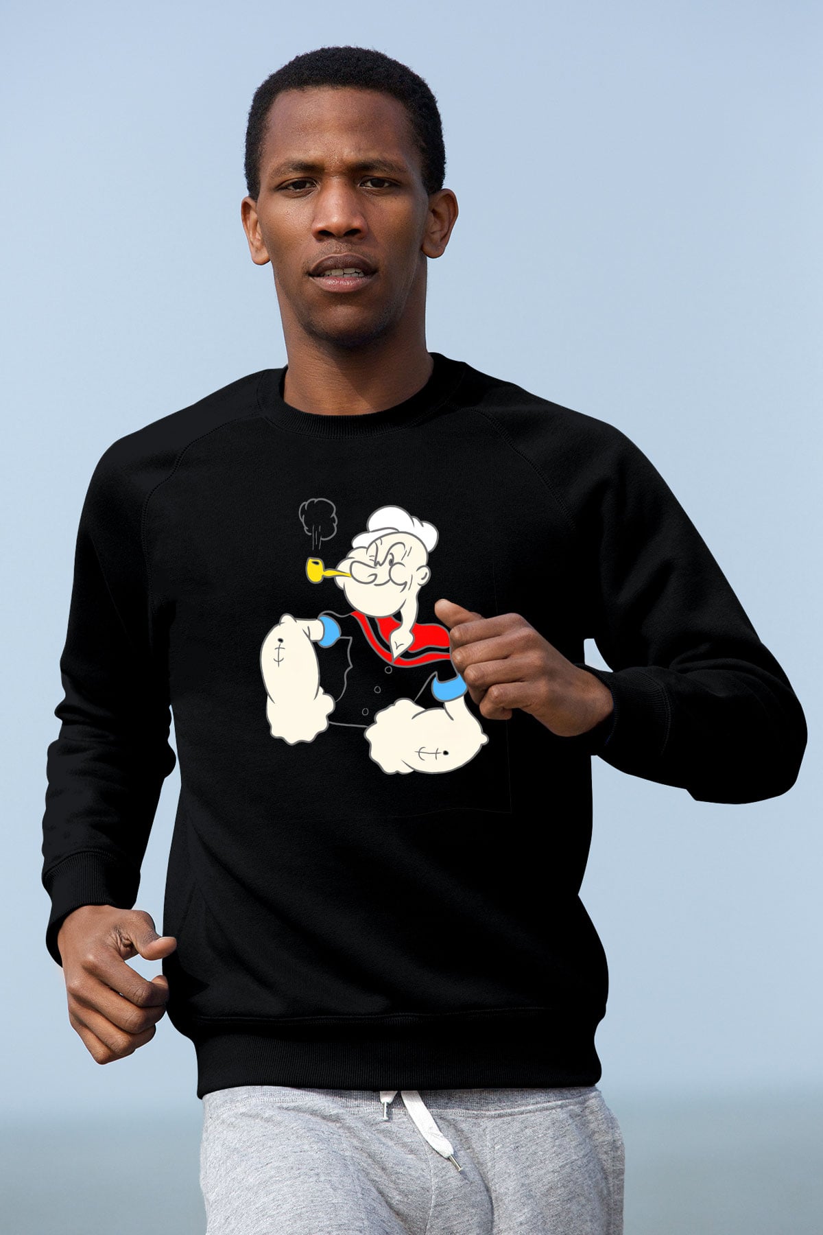 Popeye Siyah Unisex Sweatshirt