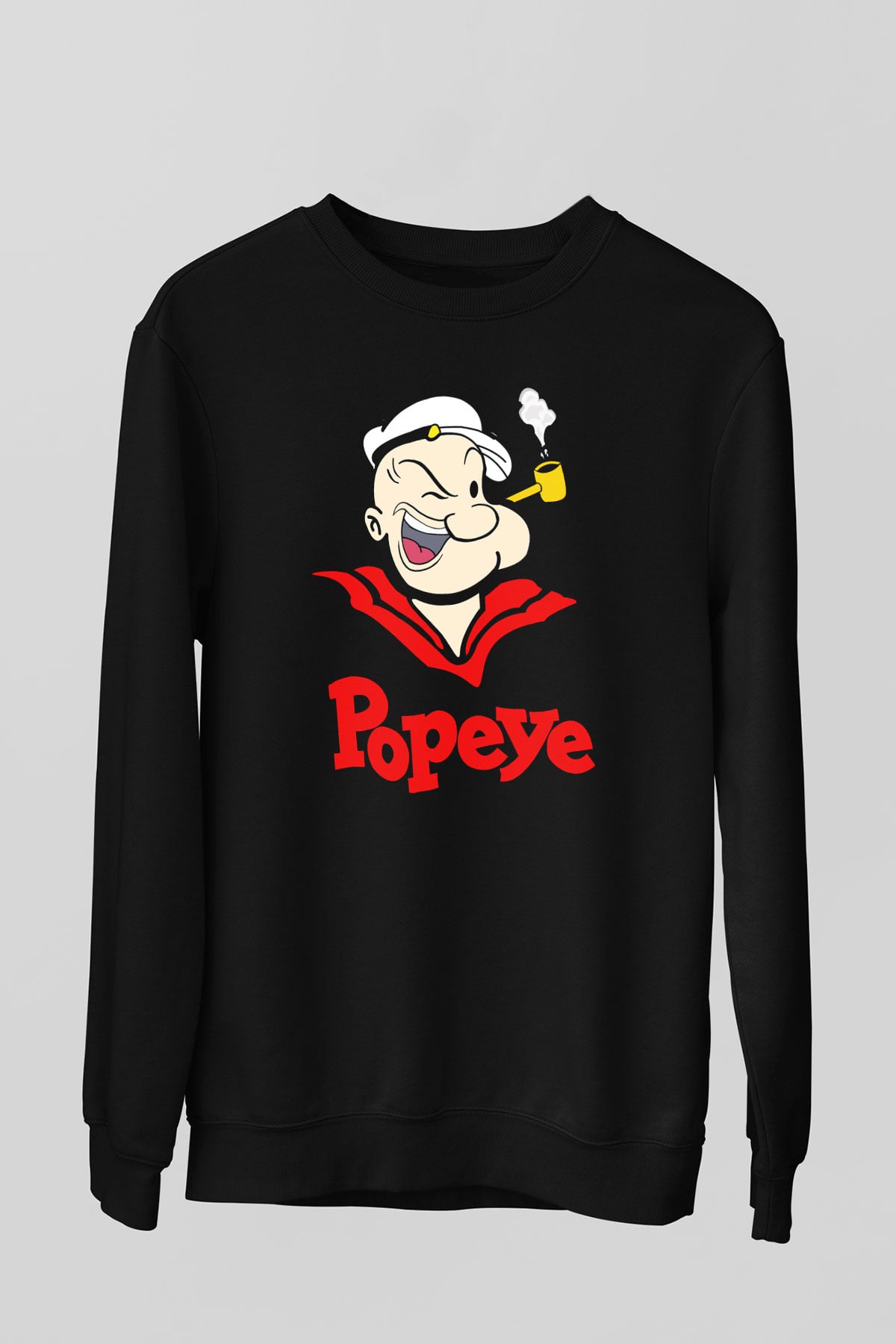 Popeye Siyah Unisex  Sweatshirt