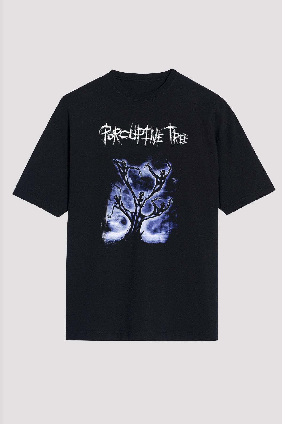 Porcupine Tree Baskılı Unisex Siyah Oversize Tişört - Tshirt