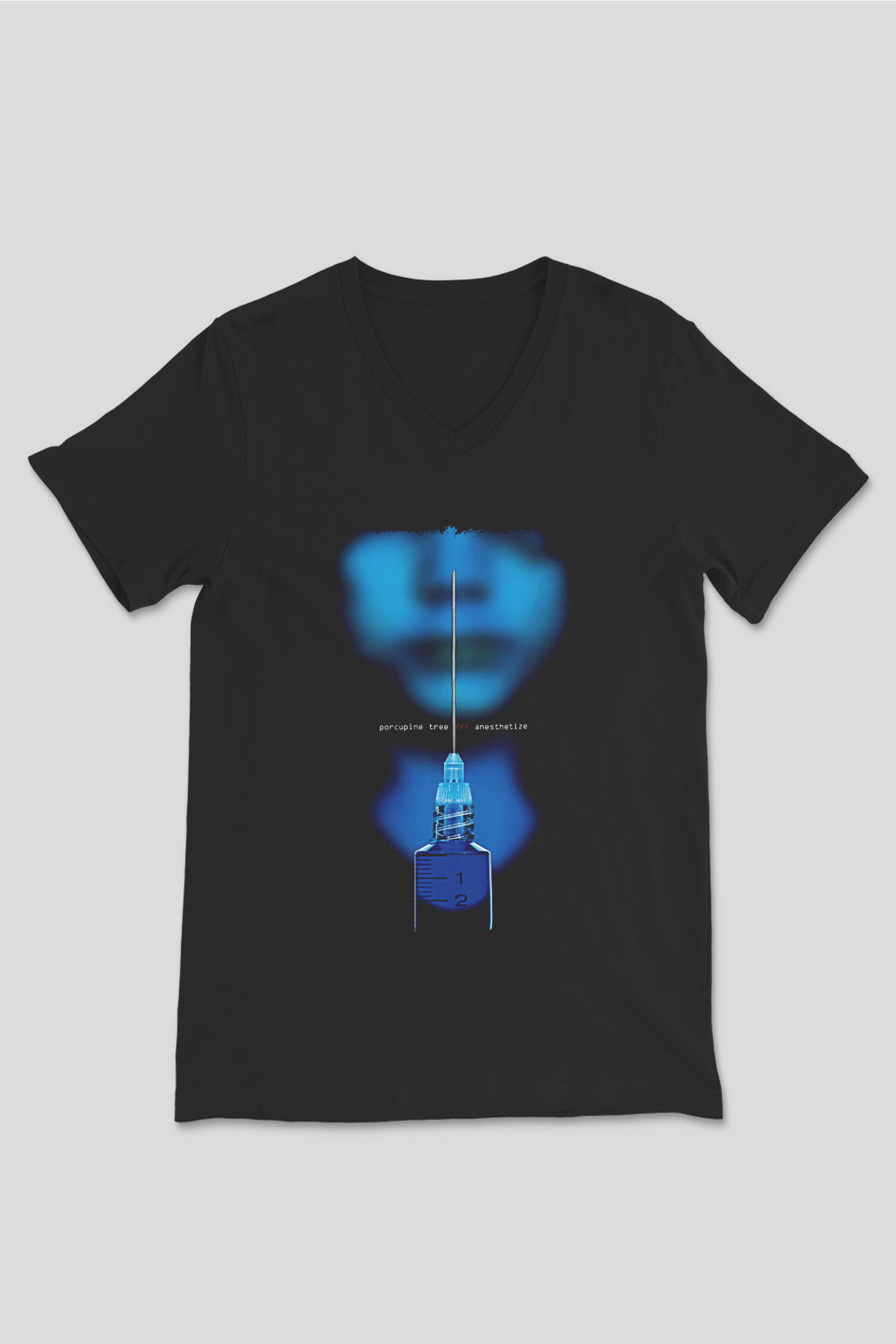 Porcupine Tree Baskılı Unisex Siyah V Yaka Tişört - Tshirt