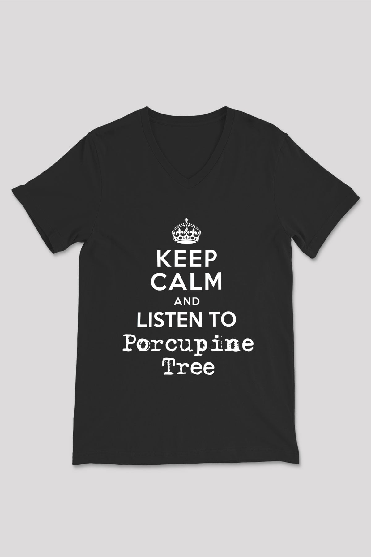 Porcupine Tree Baskılı Unisex Siyah V Yaka Tişört - Tshirt