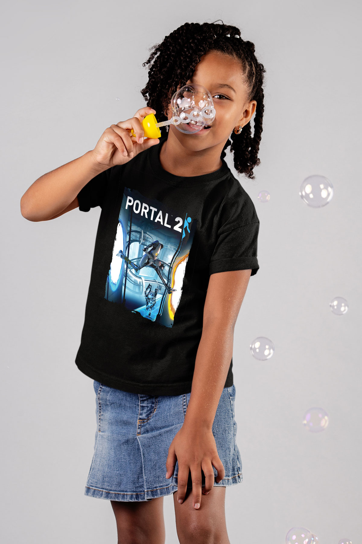 Portal Siyah Unisex Çocuk Tişört