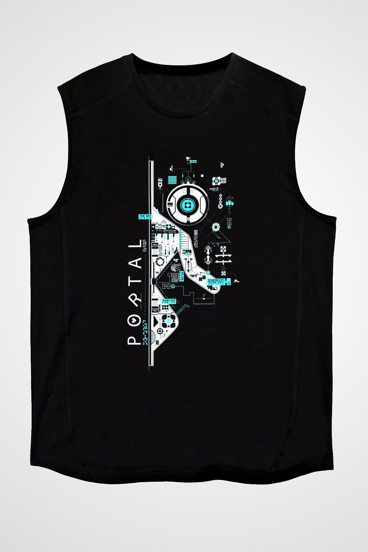 Portal Siyah Unisex Kolsuz Tişört