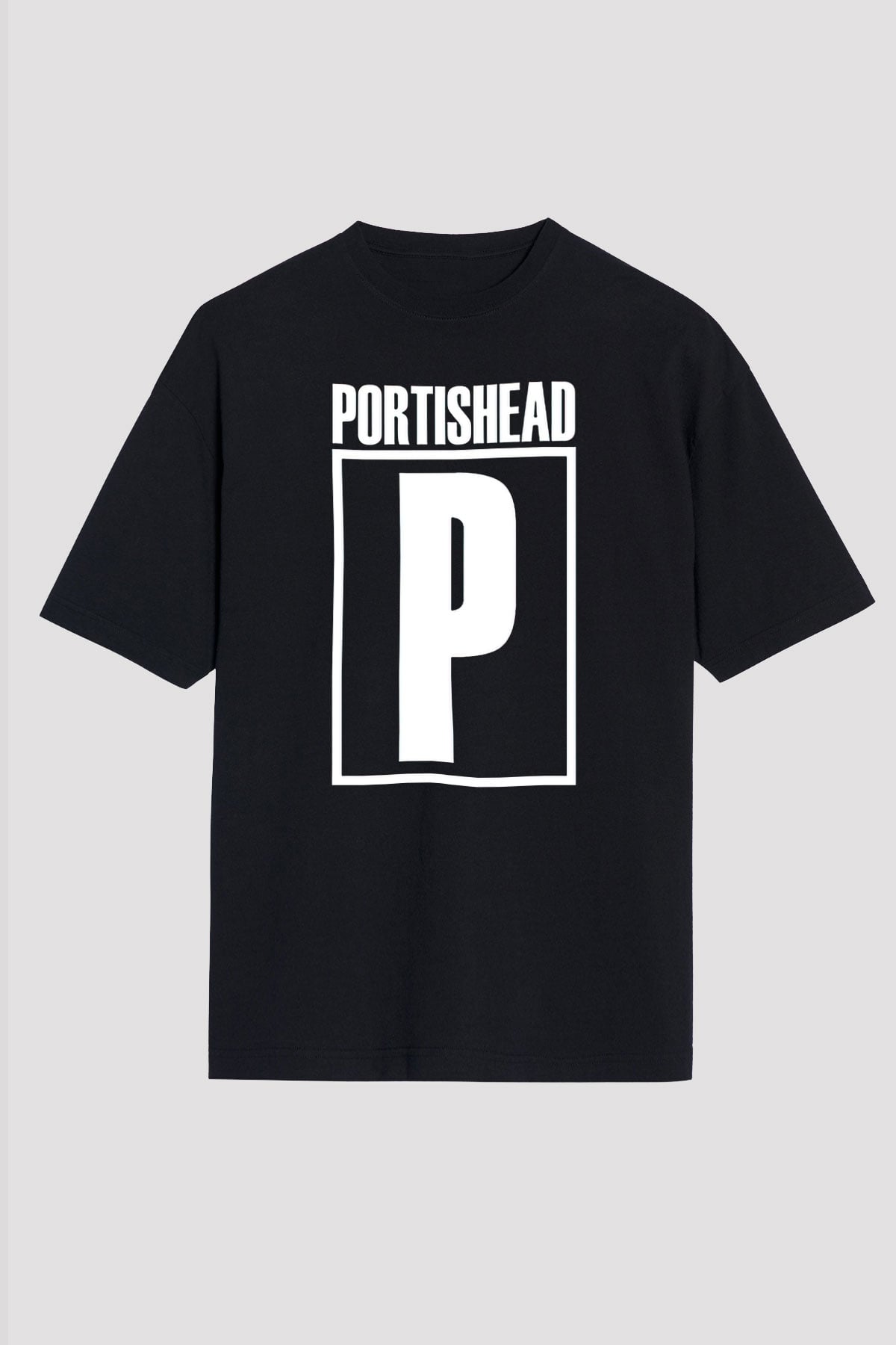 Portishead Baskılı Unisex Siyah Oversize Tişört - Tshirt