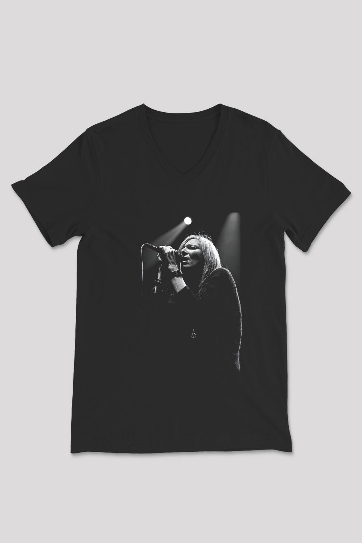 Portishead Baskılı Unisex Siyah V Yaka Tişört - Tshirt