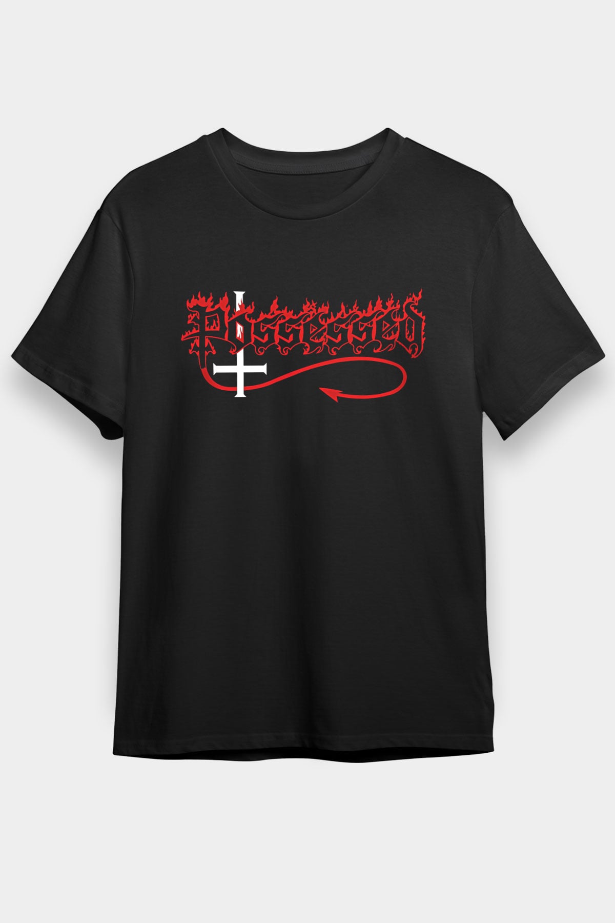 Possessed Baskılı Unisex Siyah Tişört - Tshirt