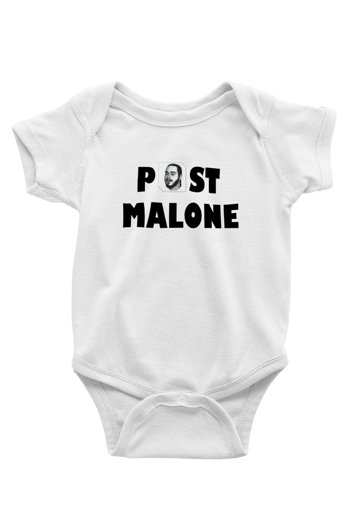 Post Malone Baskılı Beyaz Unisex Bebek Body - Zıbın