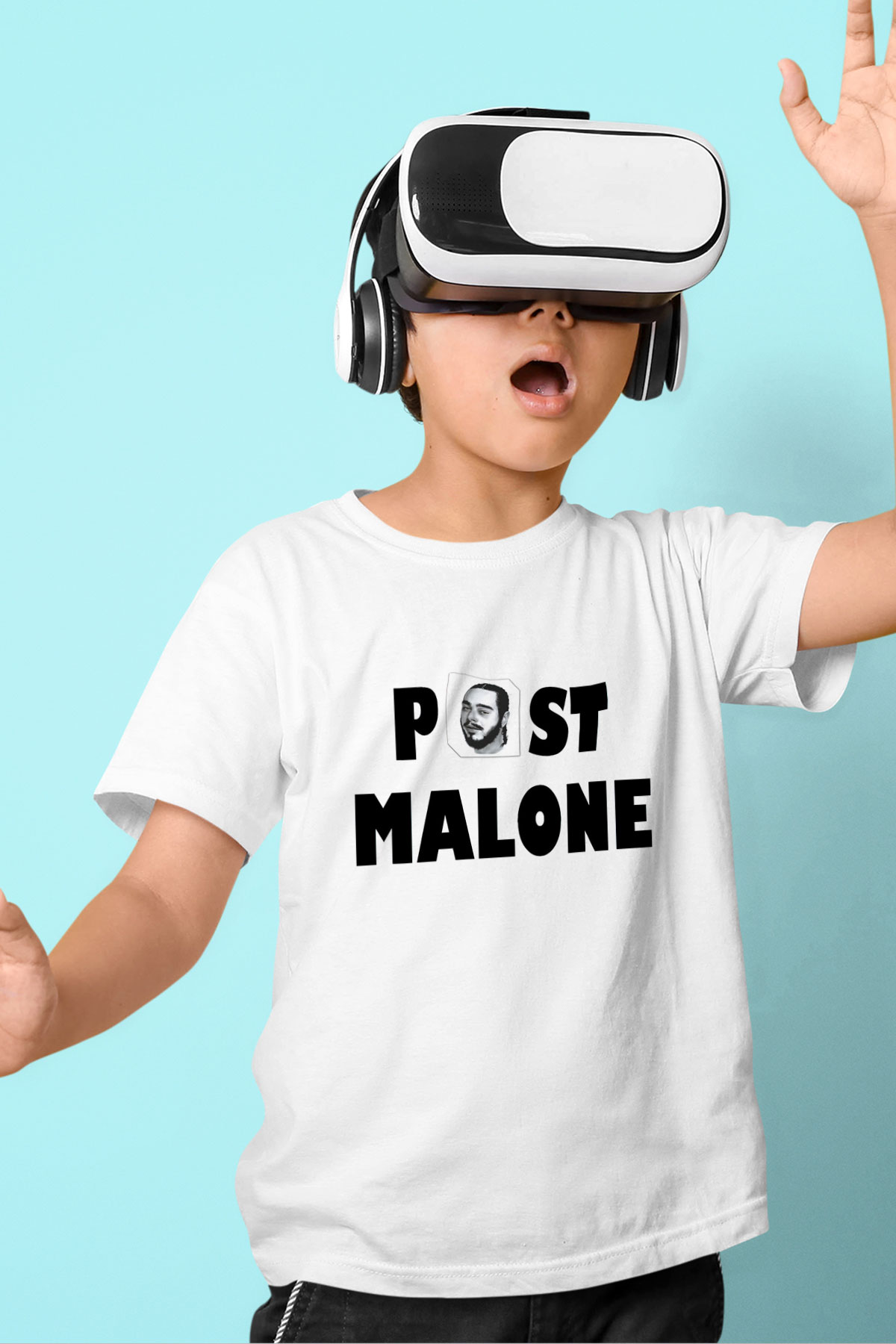 Post Malone Baskılı Beyaz Unisex Çocuk Tişört
