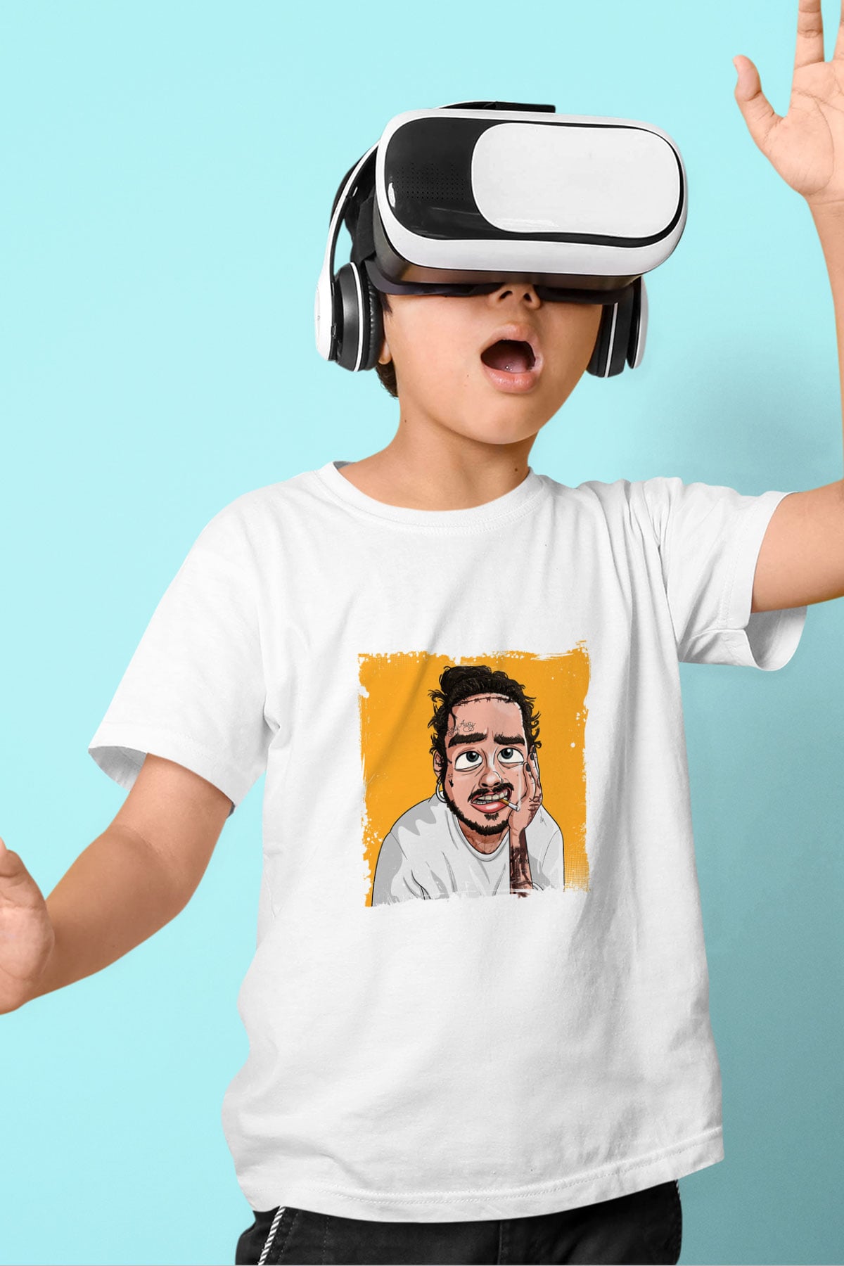 Post Malone Baskılı Unisex Beyaz Çocuk Tişört