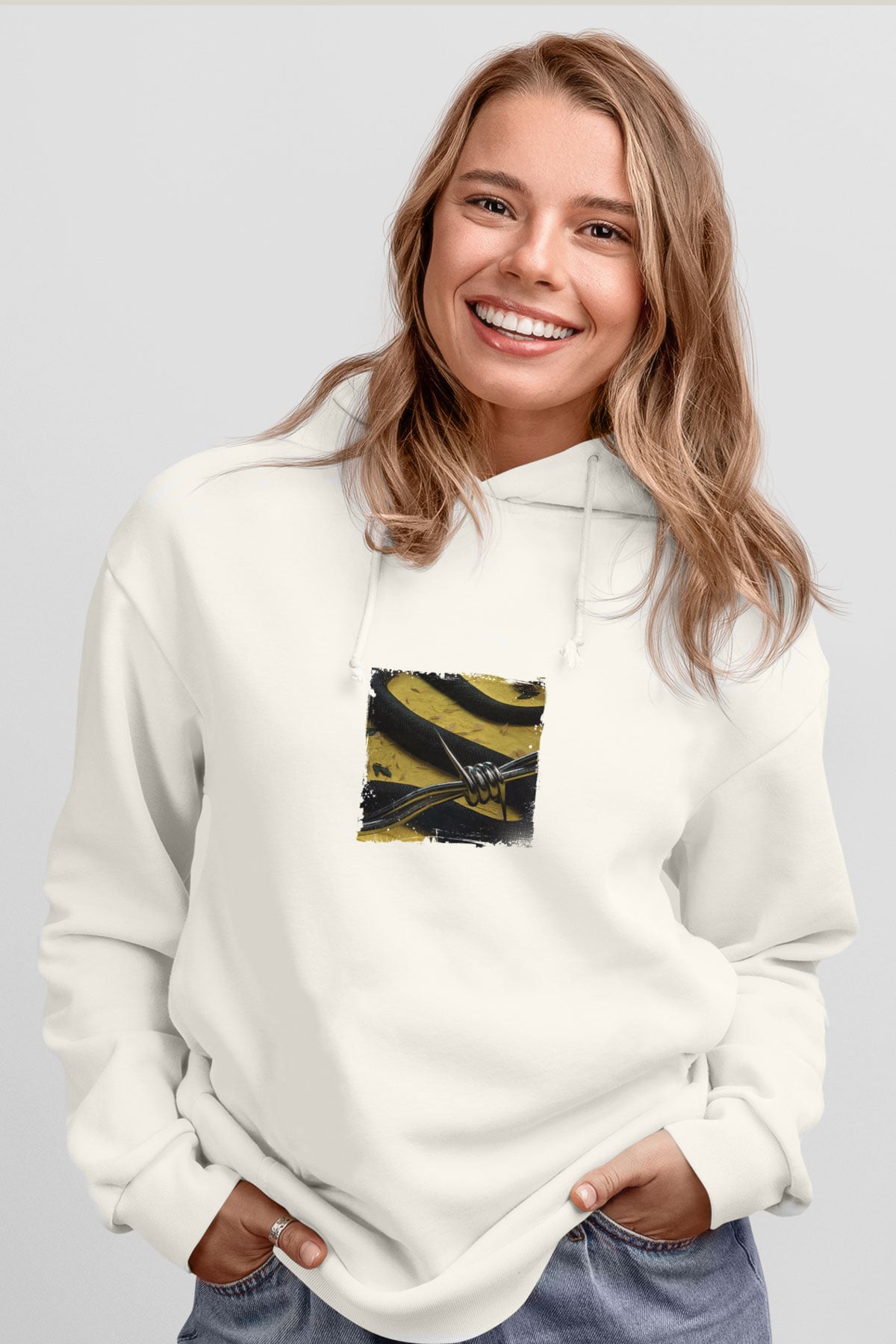 Post Malone Baskılı Unisex Beyaz Kapüşonlu Sweatshirt
