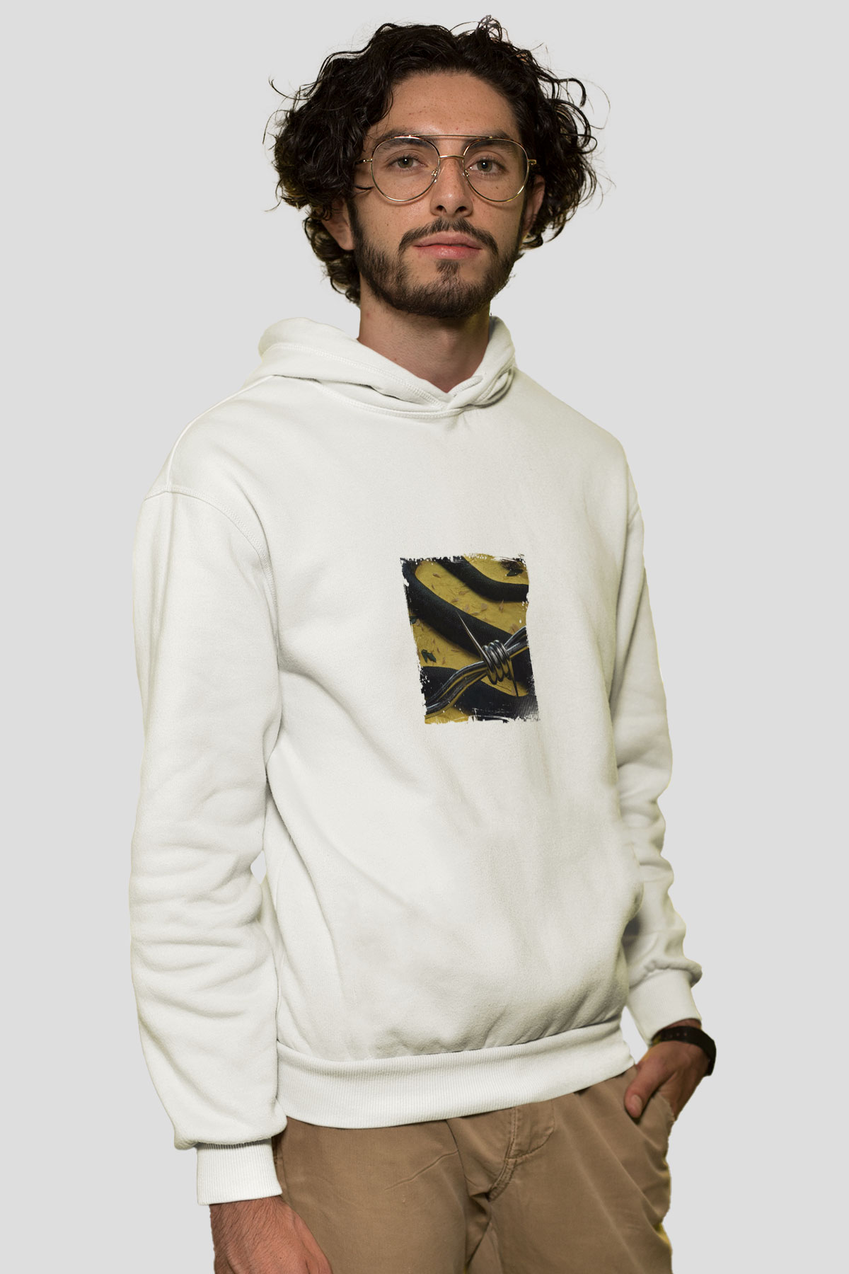 Post Malone Baskılı Unisex Beyaz Kapüşonlu Sweatshirt