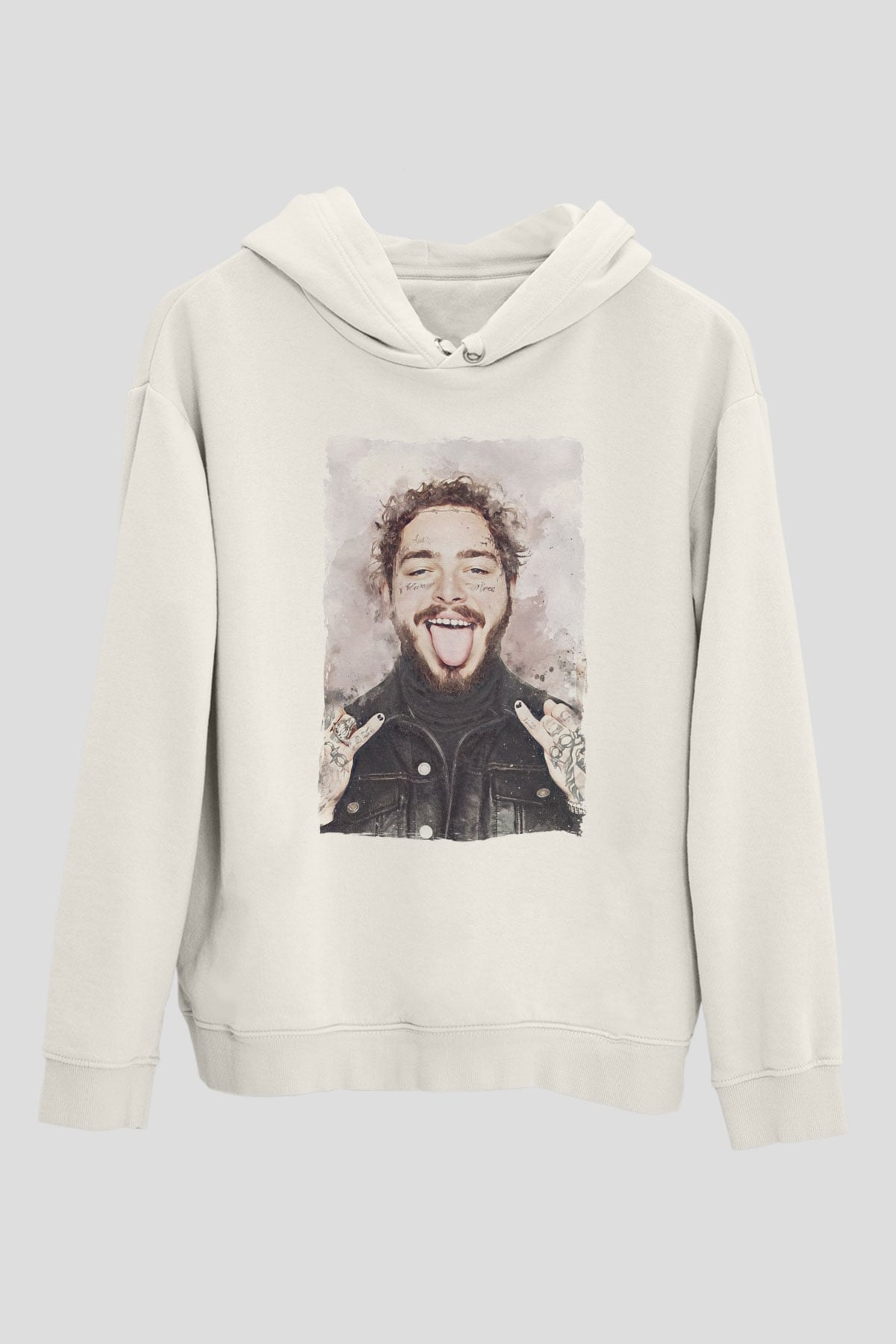 Post Malone Beyaz Unisex Kapüşonlu Sweatshirt