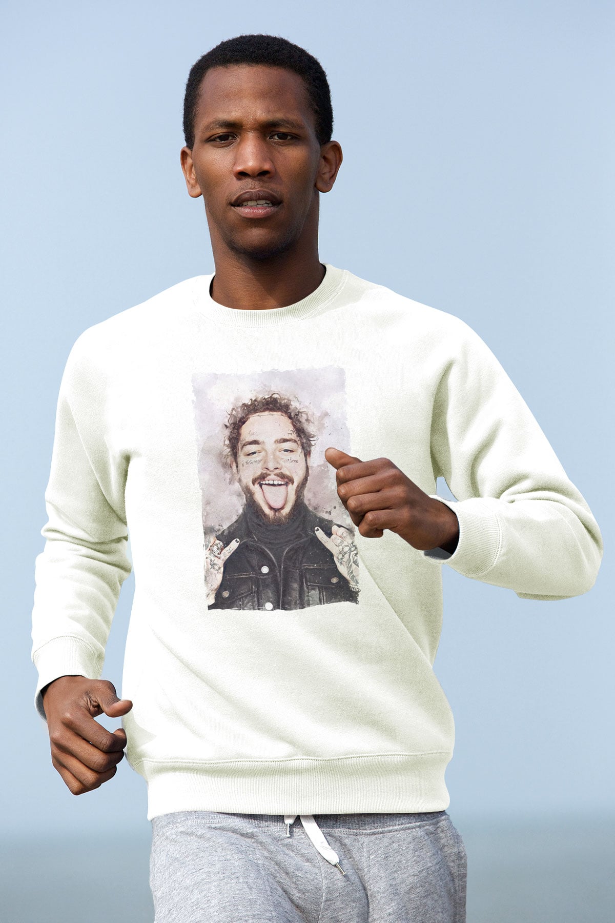 Post Malone Beyaz Unisex Sweatshirt