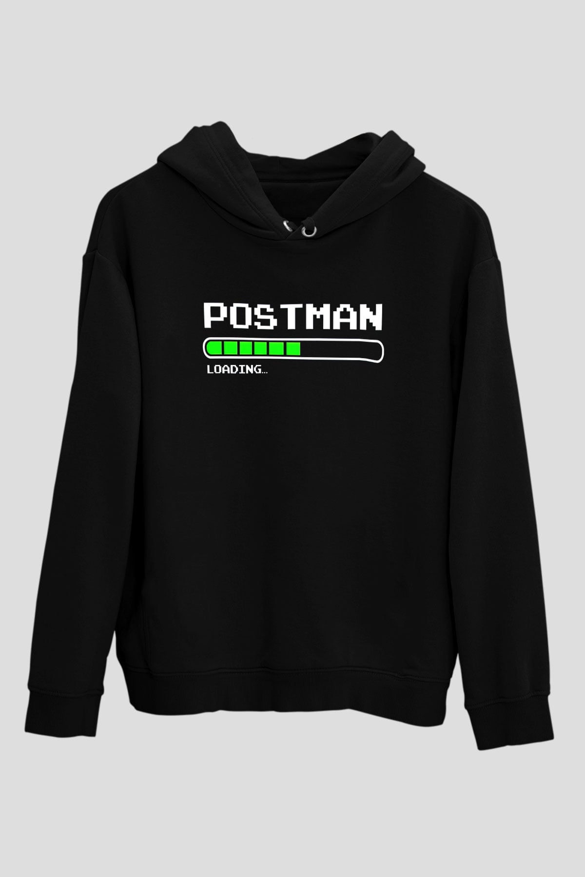 Postacı Siyah Unisex Kapüşonlu Sweatshirt