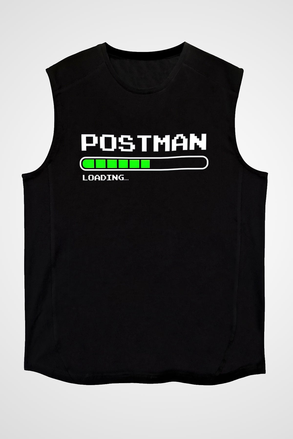 Postacı Siyah Unisex Kolsuz Tişört