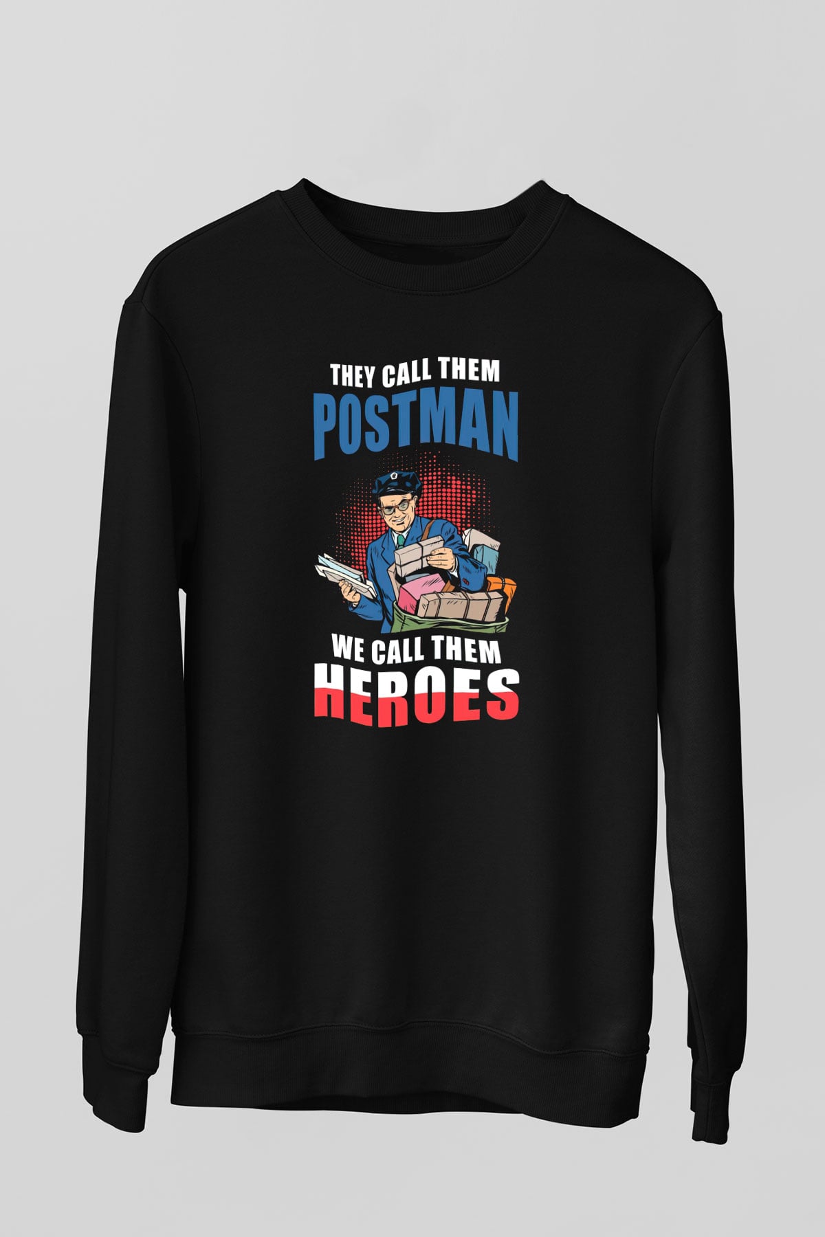 Postacı Siyah Unisex Sweatshirt