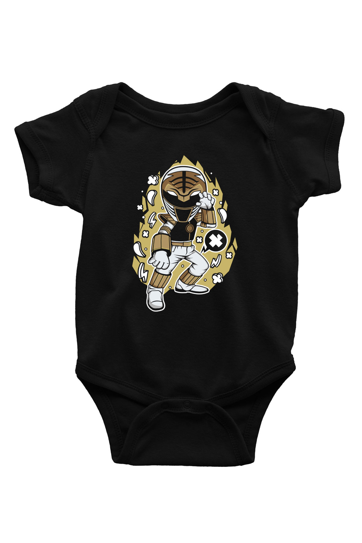 Power Ranger Baskılı Siyah Bebek Body - Zıbın