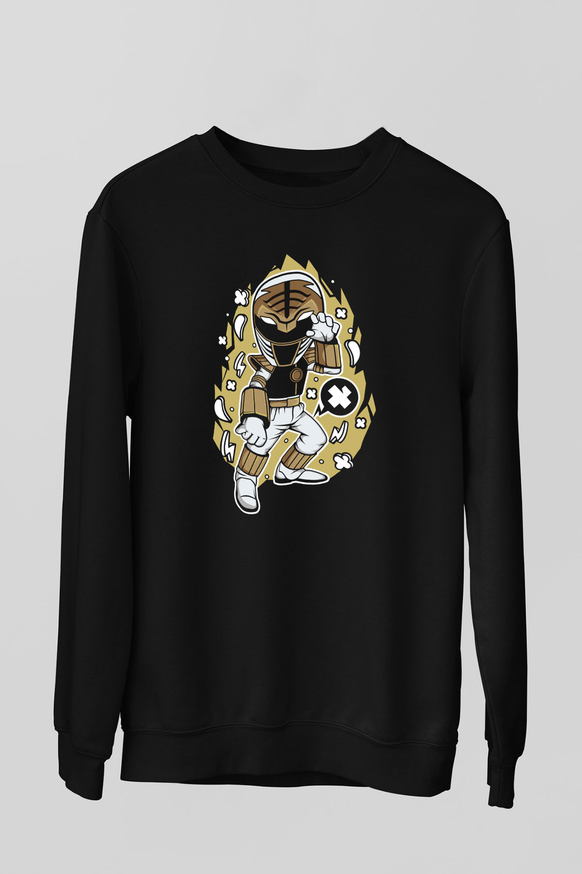 Power Ranger Baskılı Siyah Unisex Tshirt