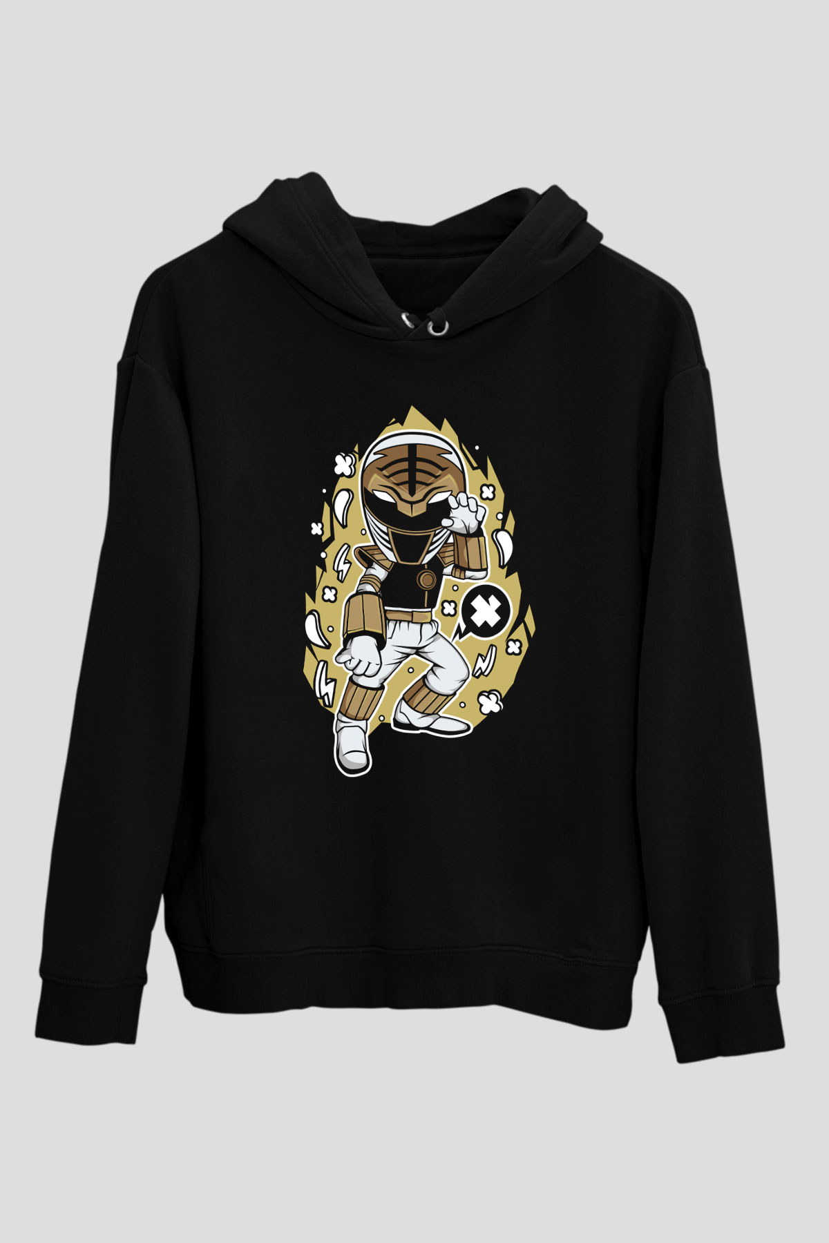 Power Ranger Baskılı Siyah Unisex Tshirt