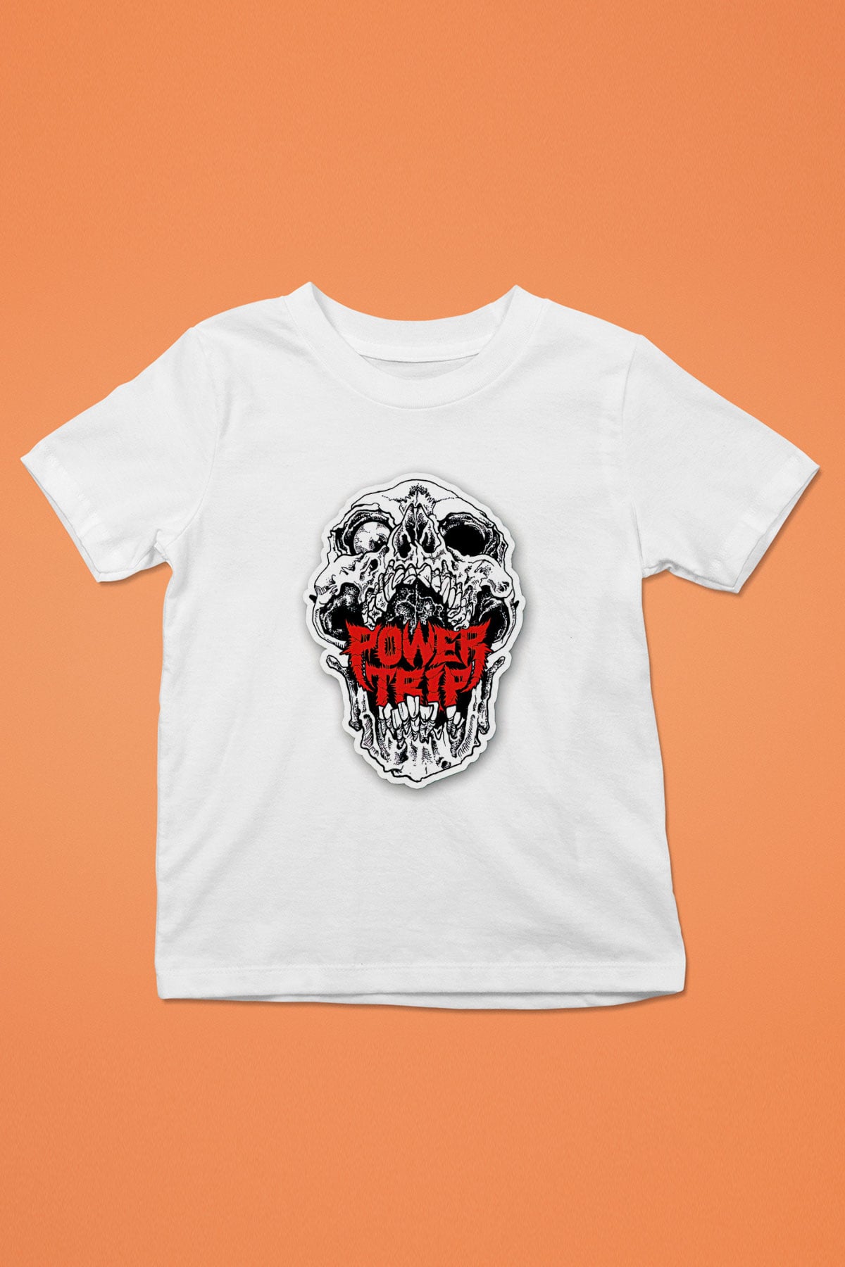 Power Trip Baskılı Beyaz Unisex Beyaz Çocuk Tişört - Tshirt