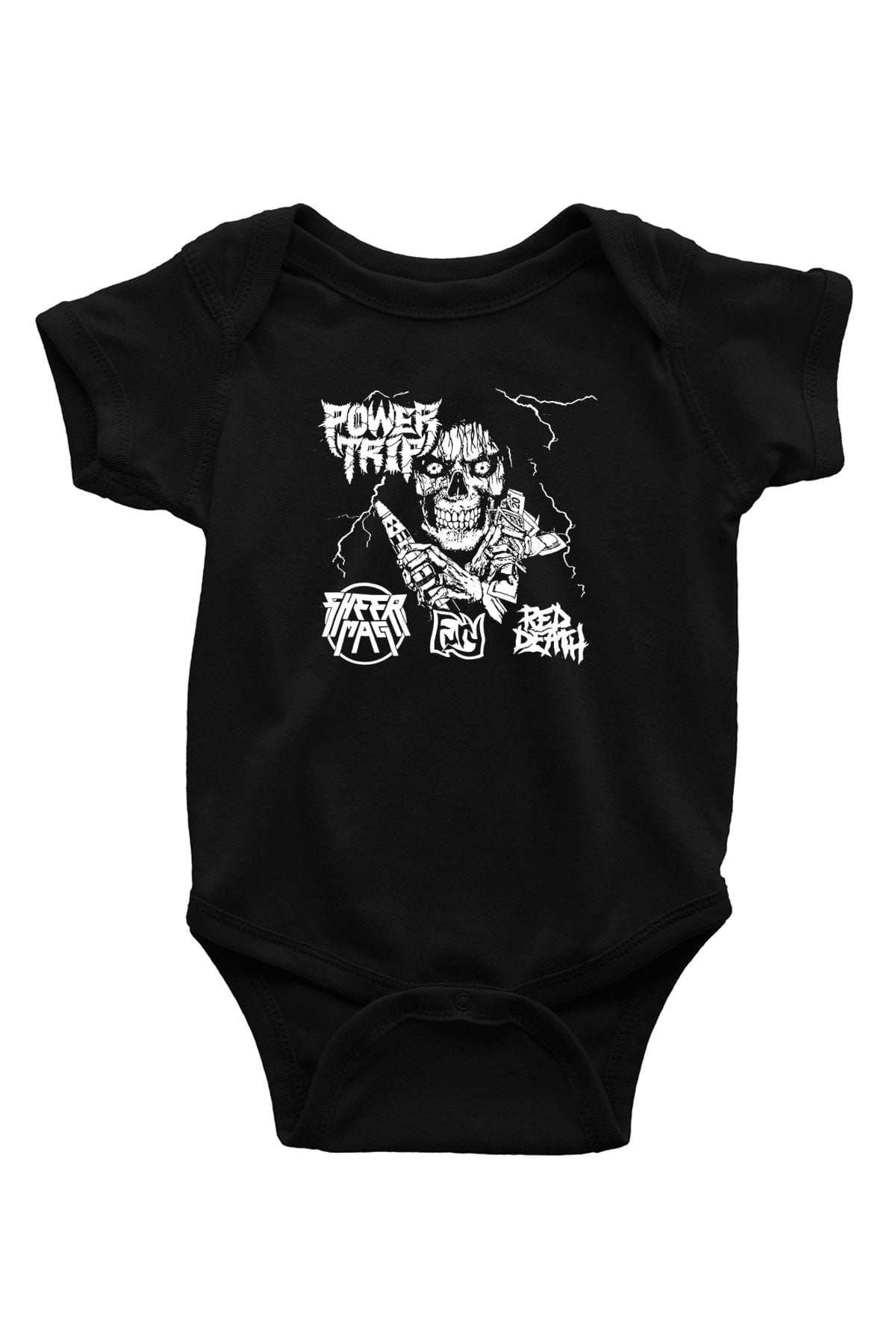 Power Trip Baskılı Unisex Siyah Bebek Body - Zıbın