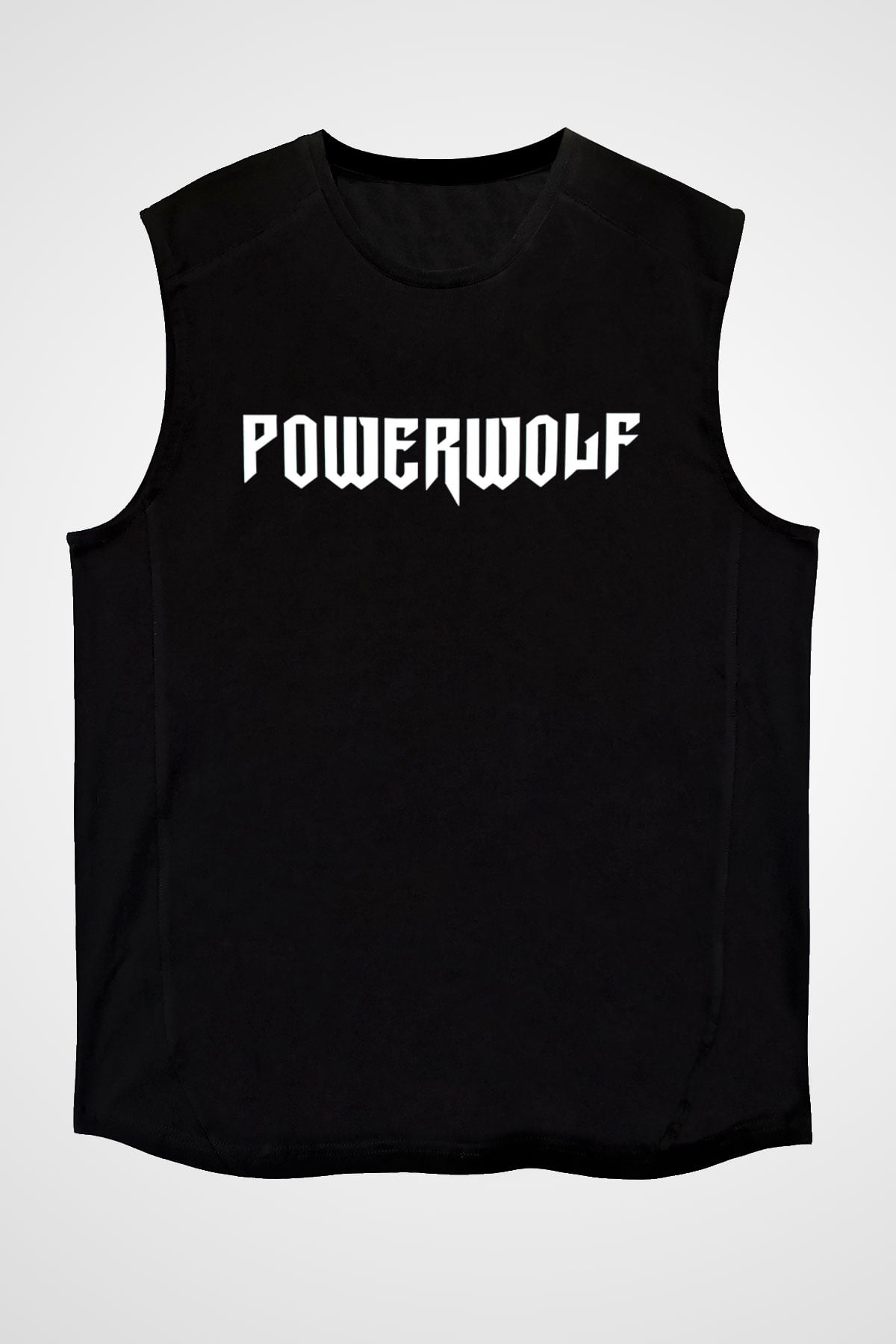 Powerwolf Baskılı Unisex Siyah Kolsuz Tişört - Tshirt
