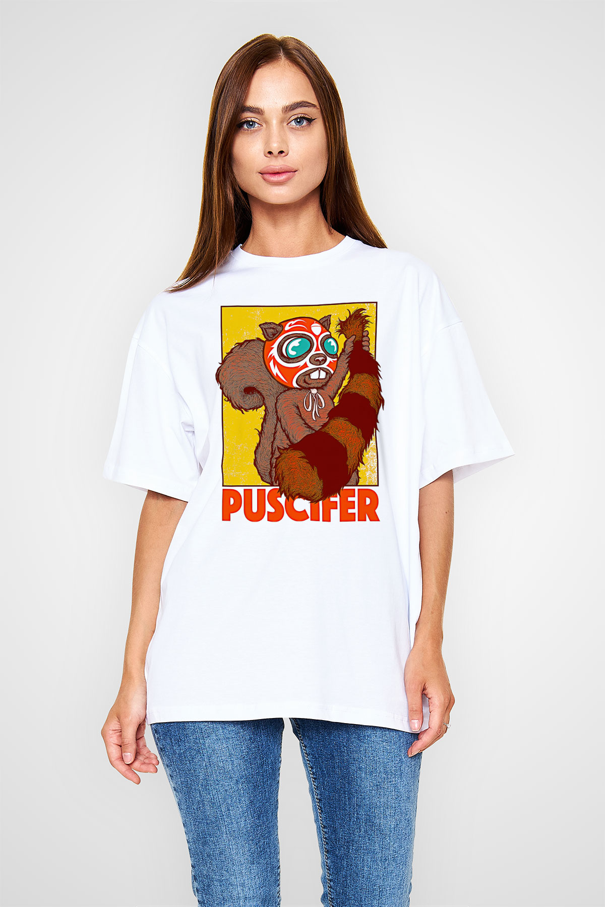 Powerwolf Baskılı Unisex Siyah Oversize Tişört - Tshirt