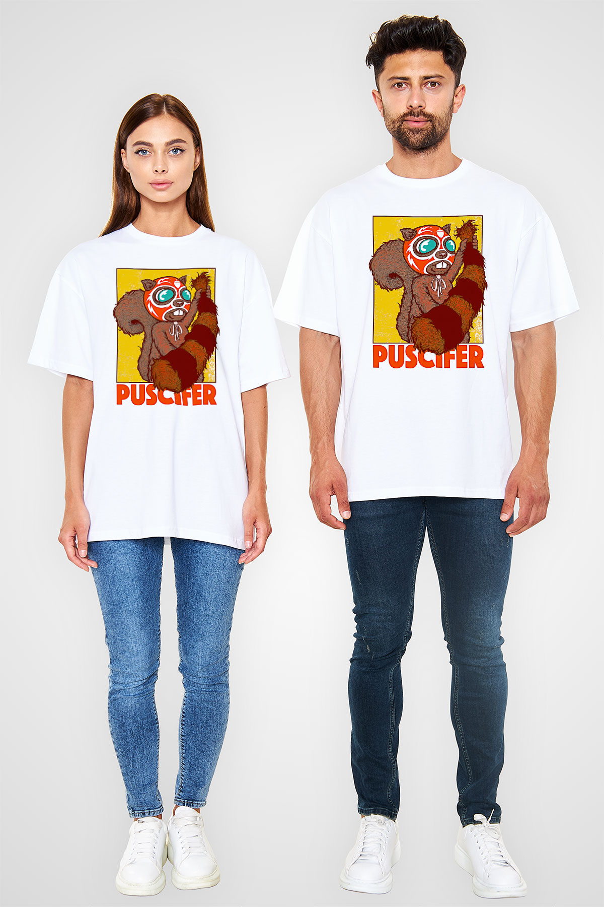 Powerwolf Baskılı Unisex Siyah Oversize Tişört - Tshirt