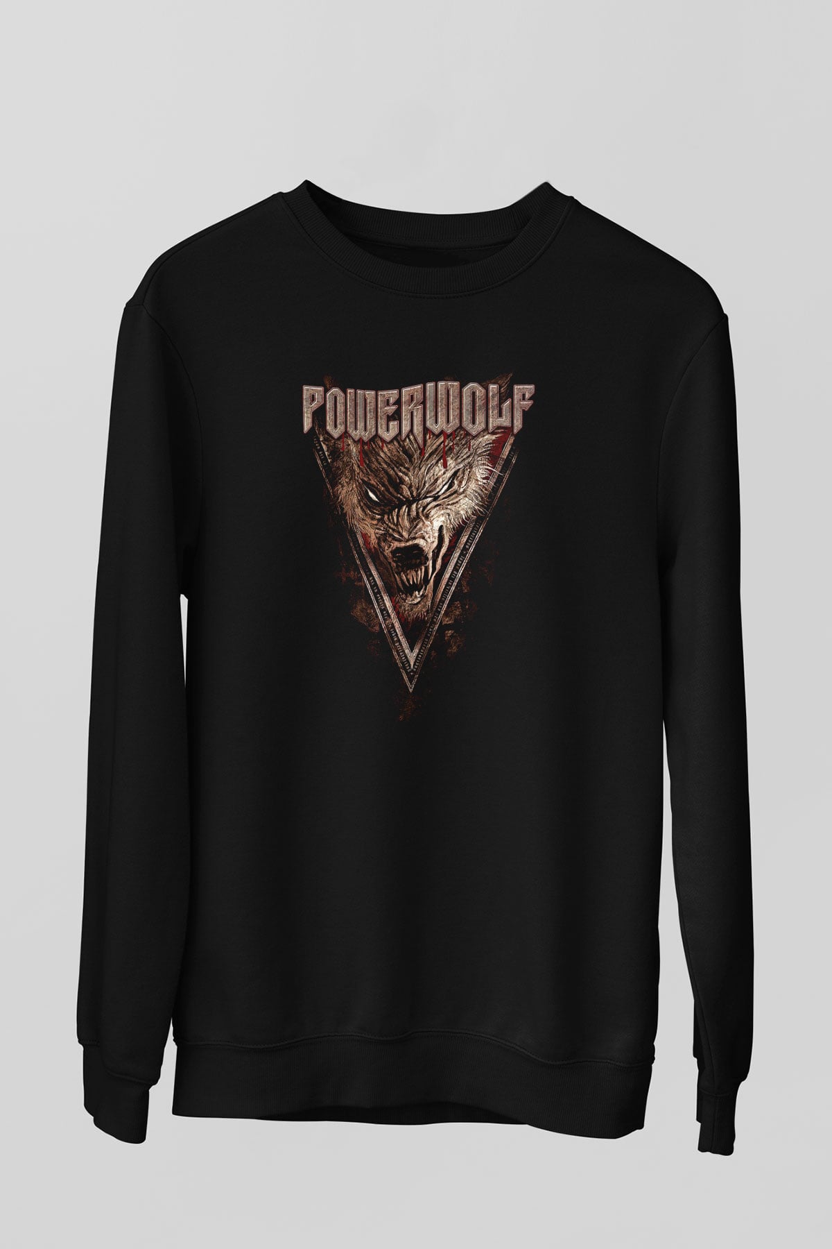 Powerwolf Baskılı Unisex Siyah Sweatshirt