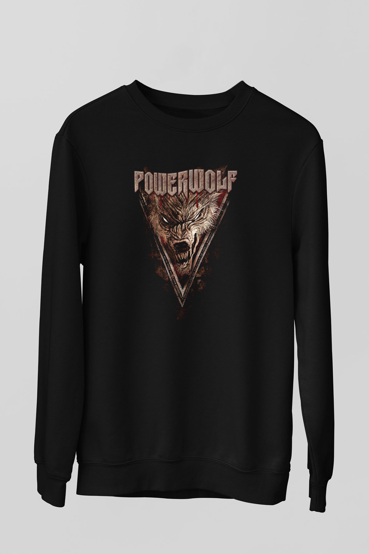 Powerwolf Baskılı Unisex Siyah Sweatshirt