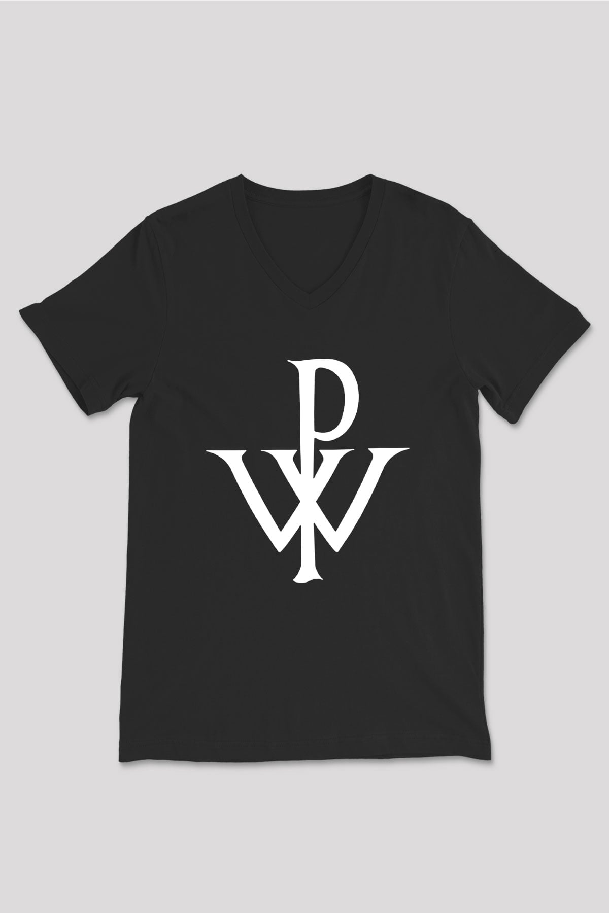 Powerwolf Baskılı Unisex Siyah V Yaka Tişört - Tshirt