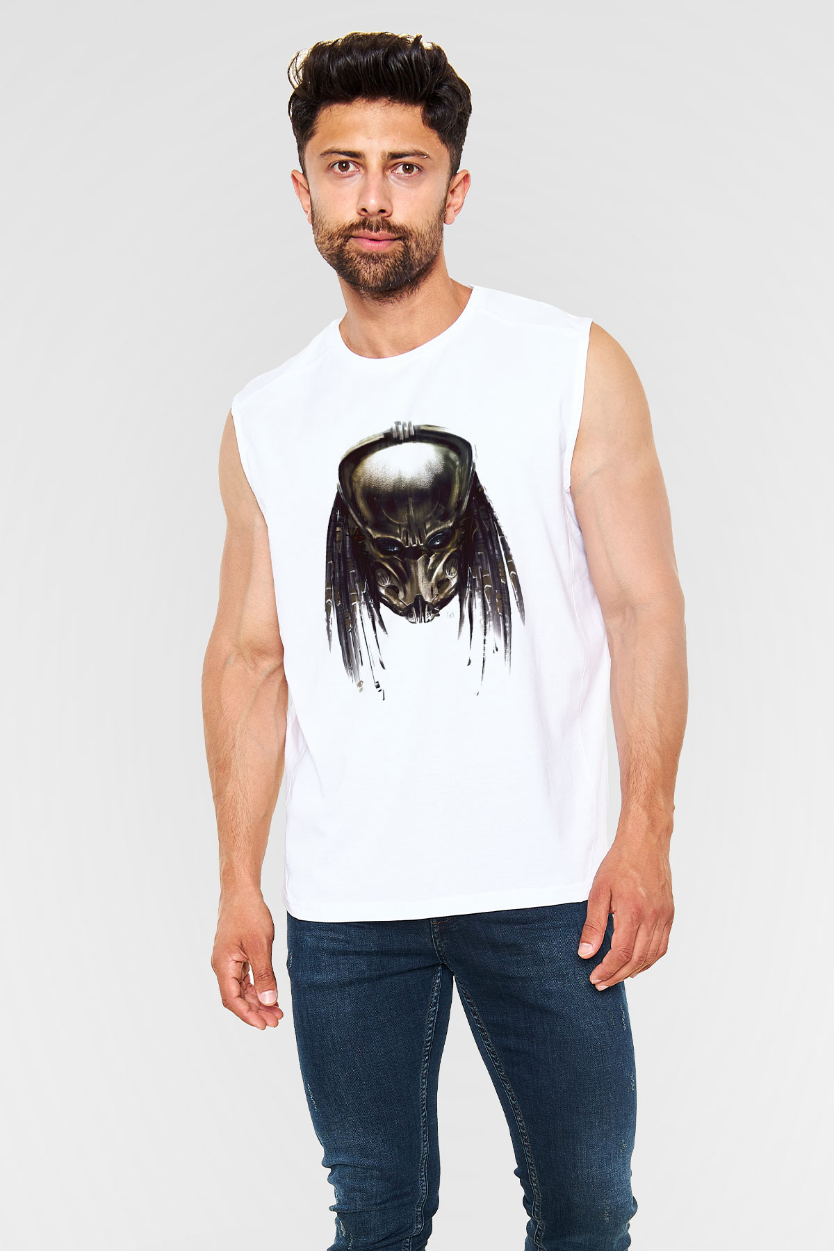 Predator Beyaz Unisex Kolsuz Tişört