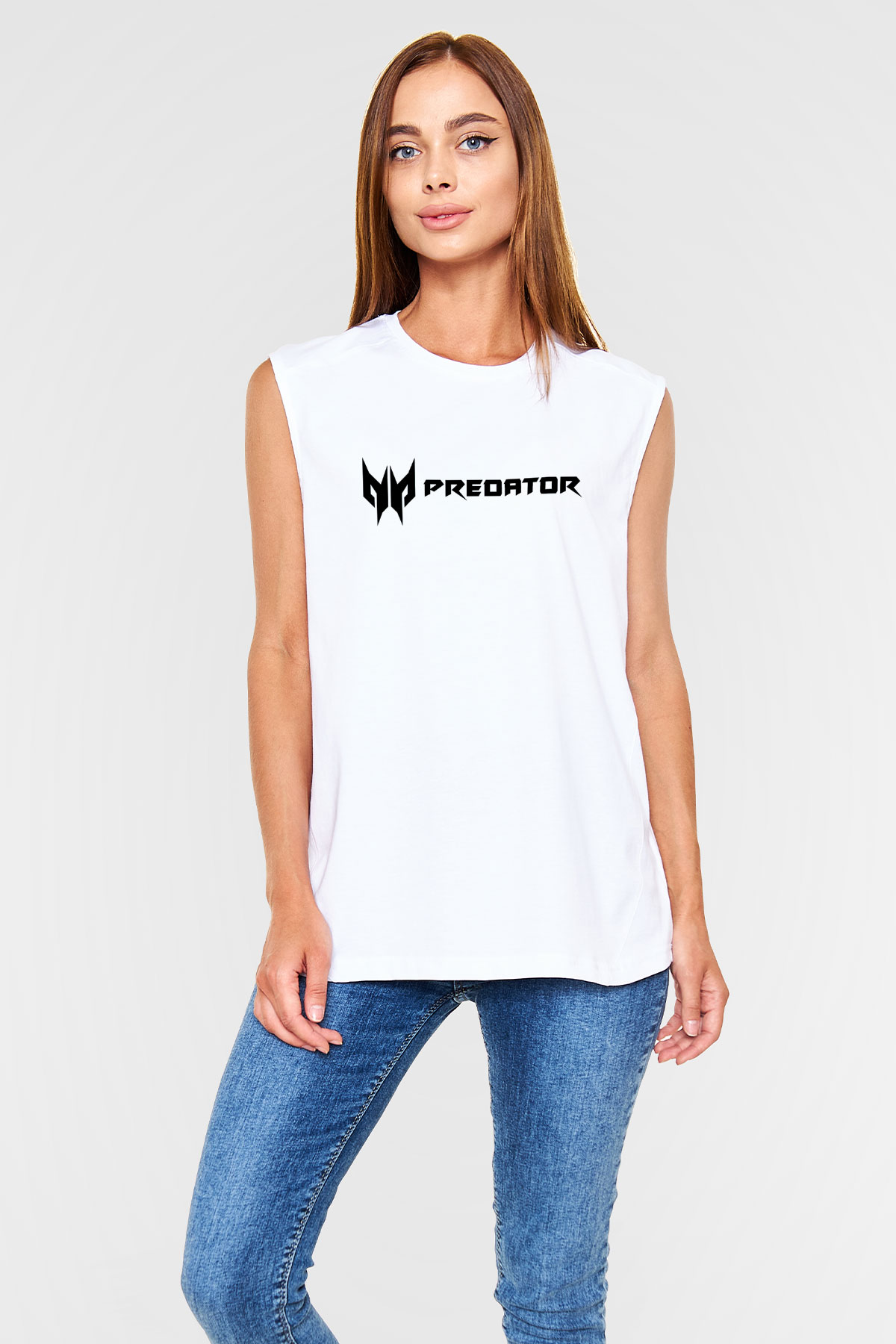 Predator Beyaz Unisex Kolsuz Tişört
