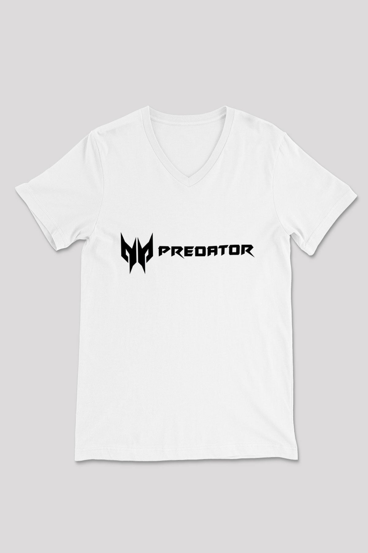 Predator Beyaz Unisex V Yaka Tişört T-Shirt