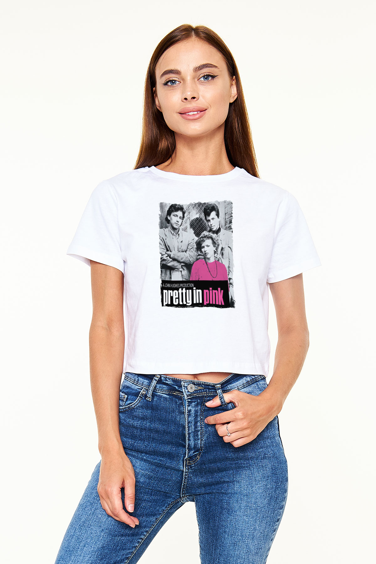 Pretty in Pink Beyaz   Crop Top Tişört