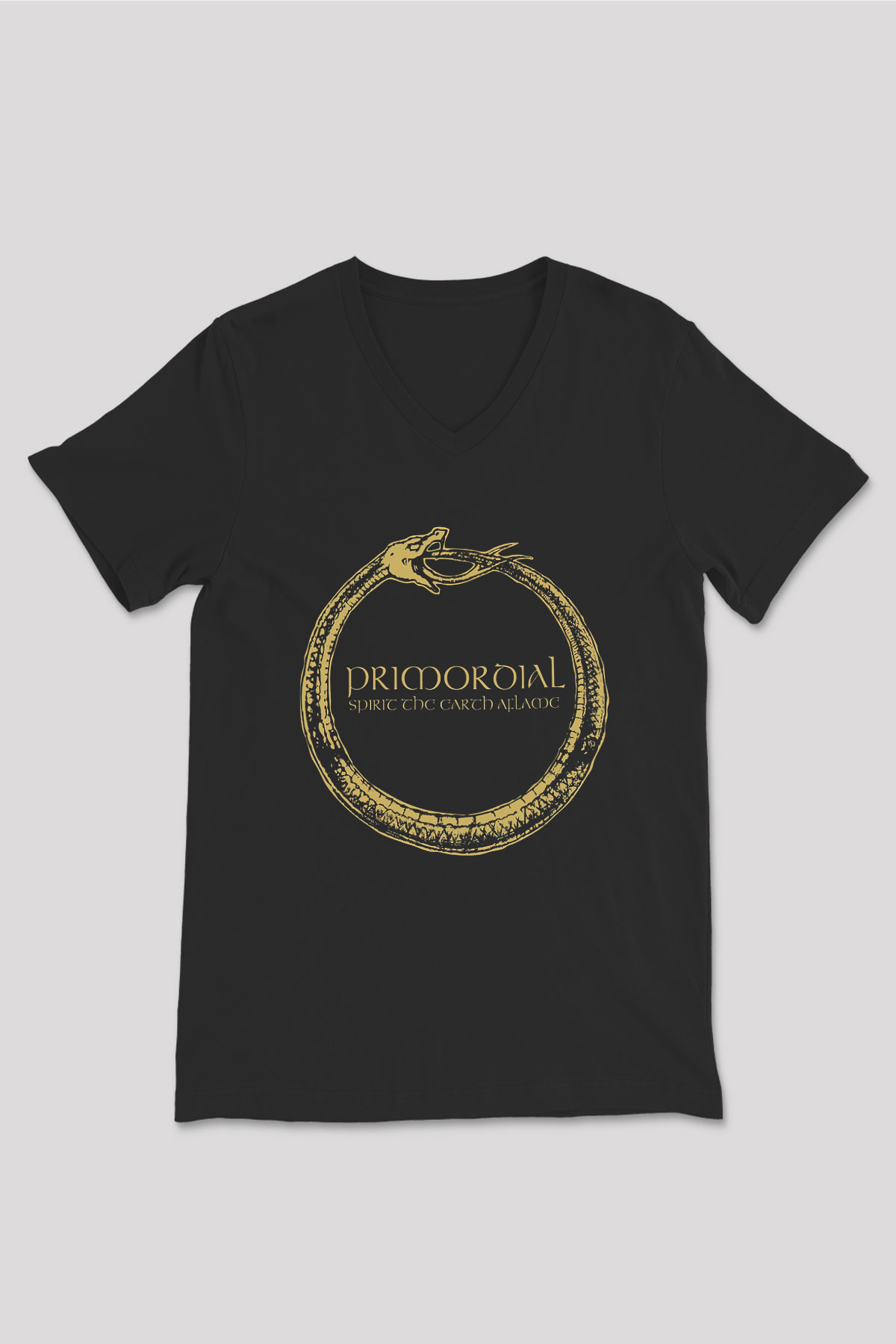 Primordial Siyah Unisex V Yaka Tişört T-Shirt