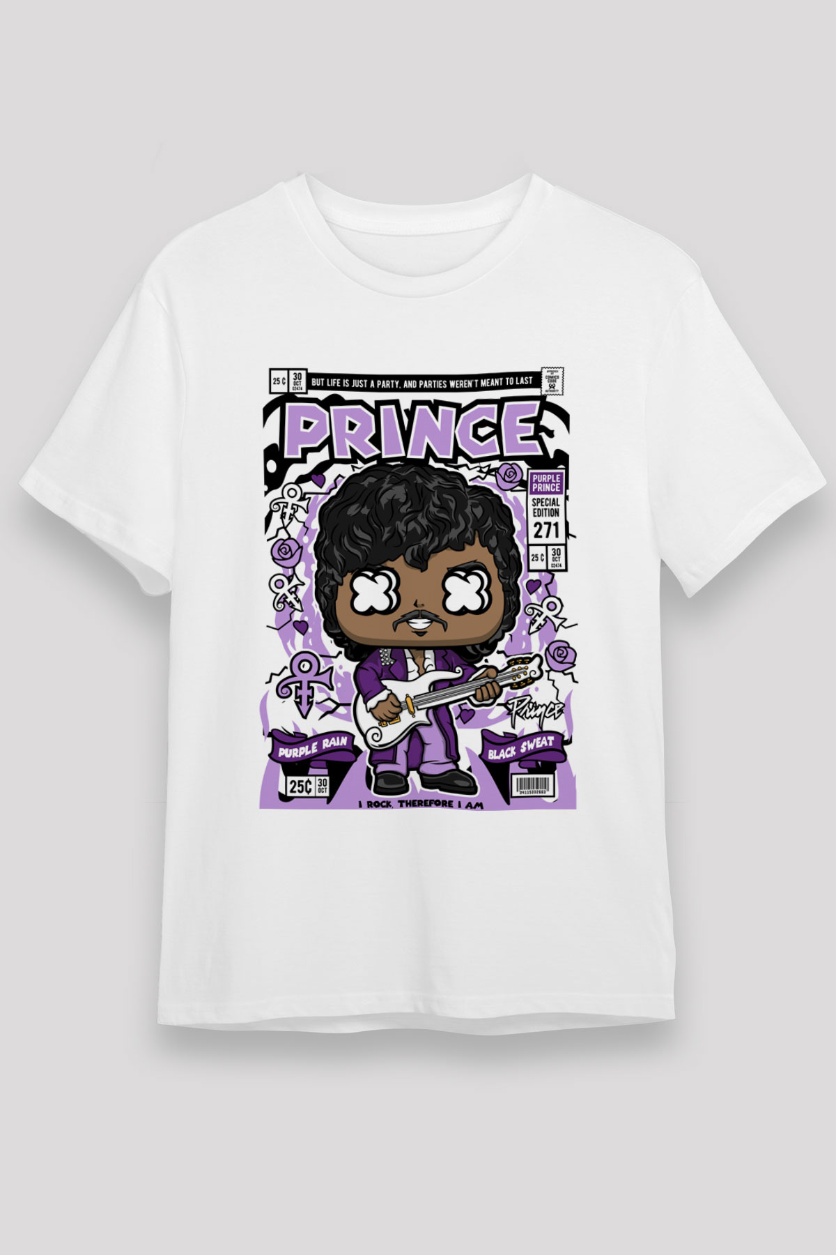 Prince Baskılı Unisex Beyaz Tişört